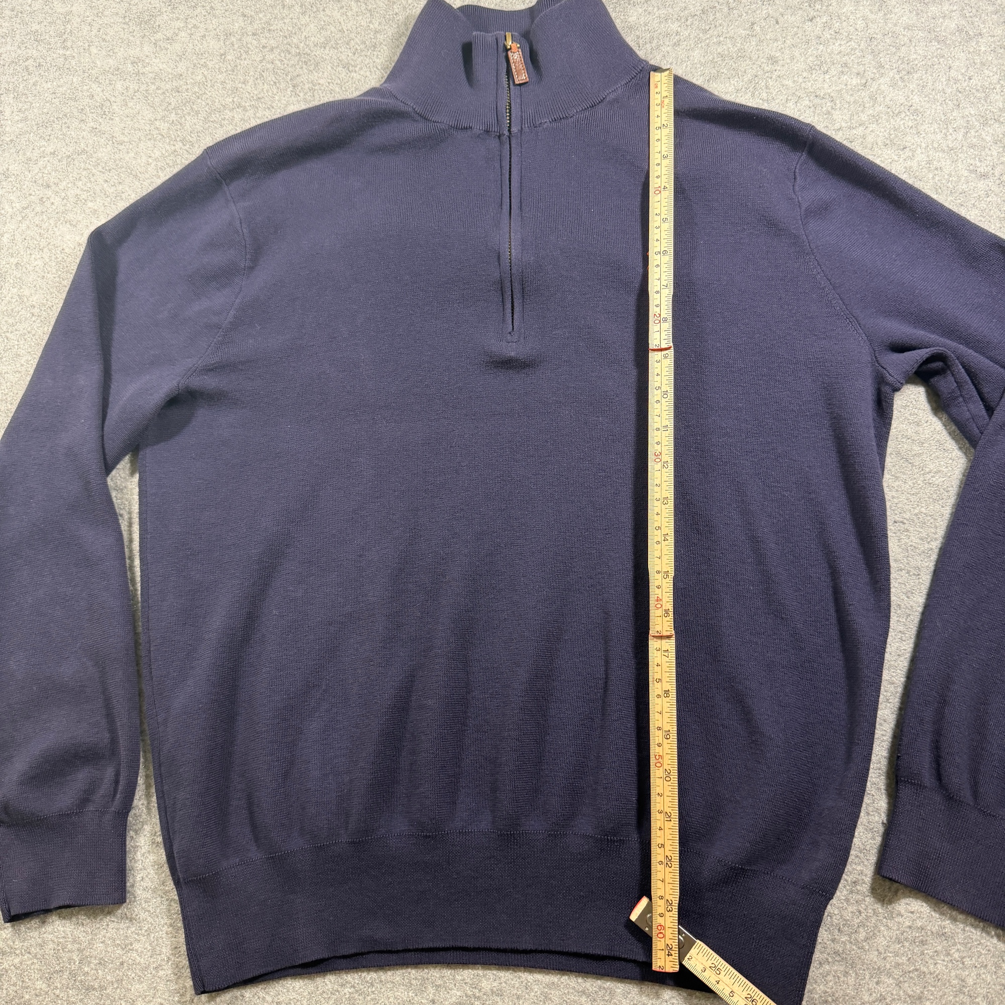 Polo Ralph Lauren Quarter Zip Sweater Mens L Navy Pima Cotton Pony Logo Preppy thumbnail 8
