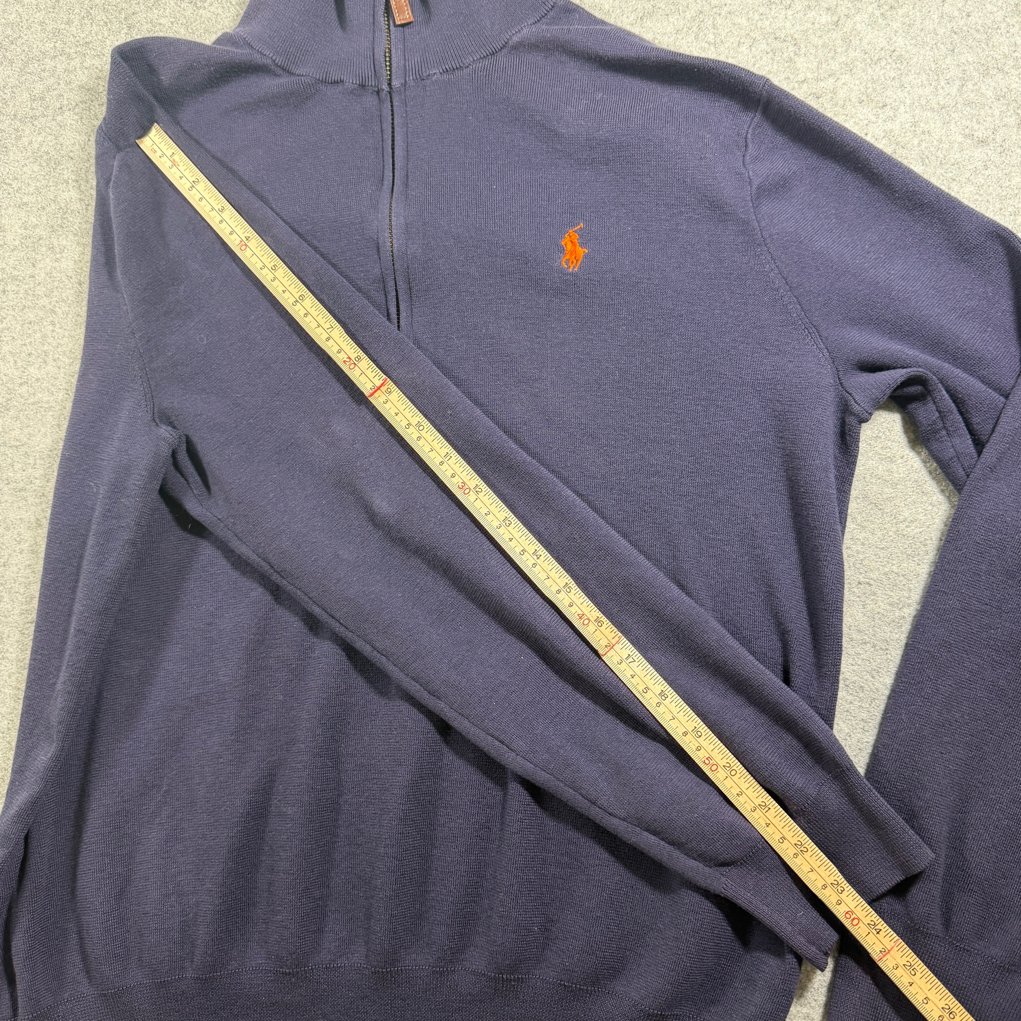 Polo Ralph Lauren Quarter Zip Sweater Mens L Navy Pima Cotton Pony Logo Preppy thumbnail 9