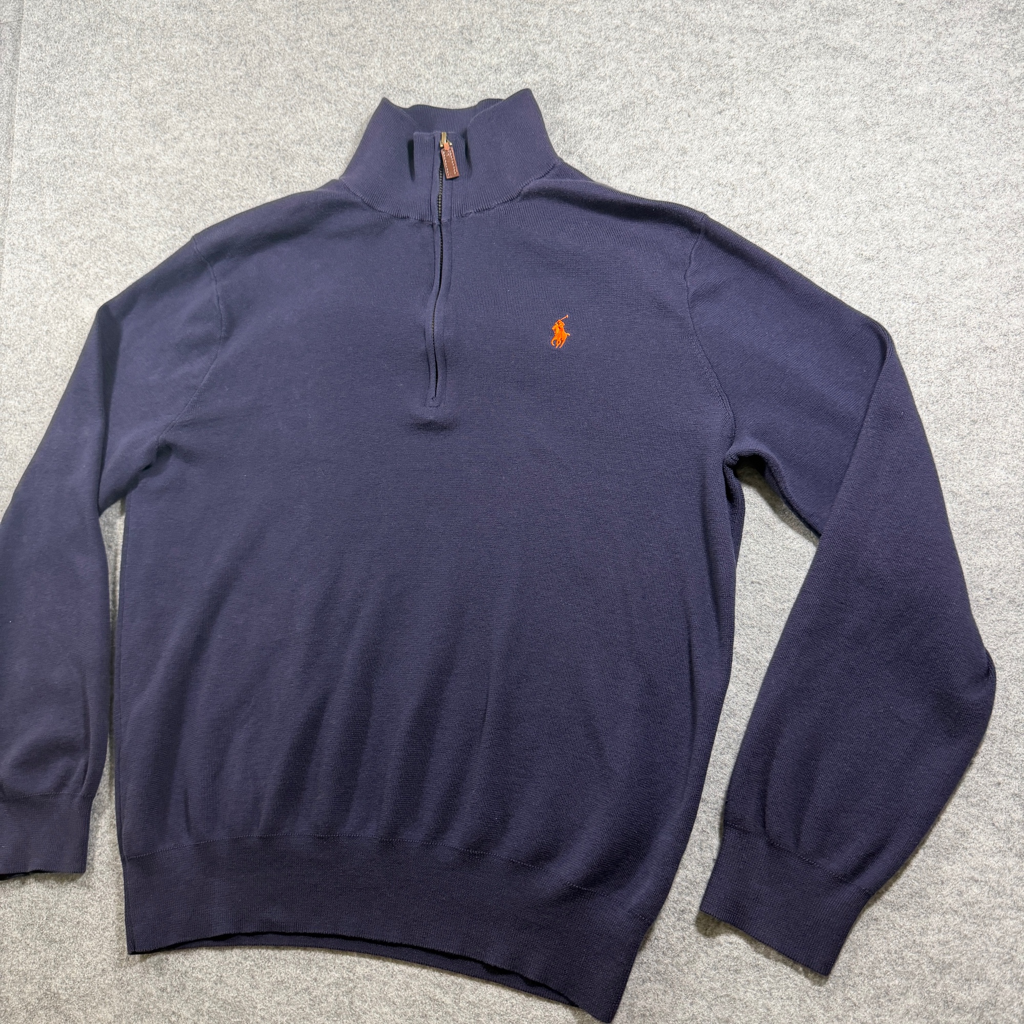 Polo Ralph Lauren Quarter Zip Sweater Mens L Navy Pima Cotton Pony Logo Preppy thumbnail 11