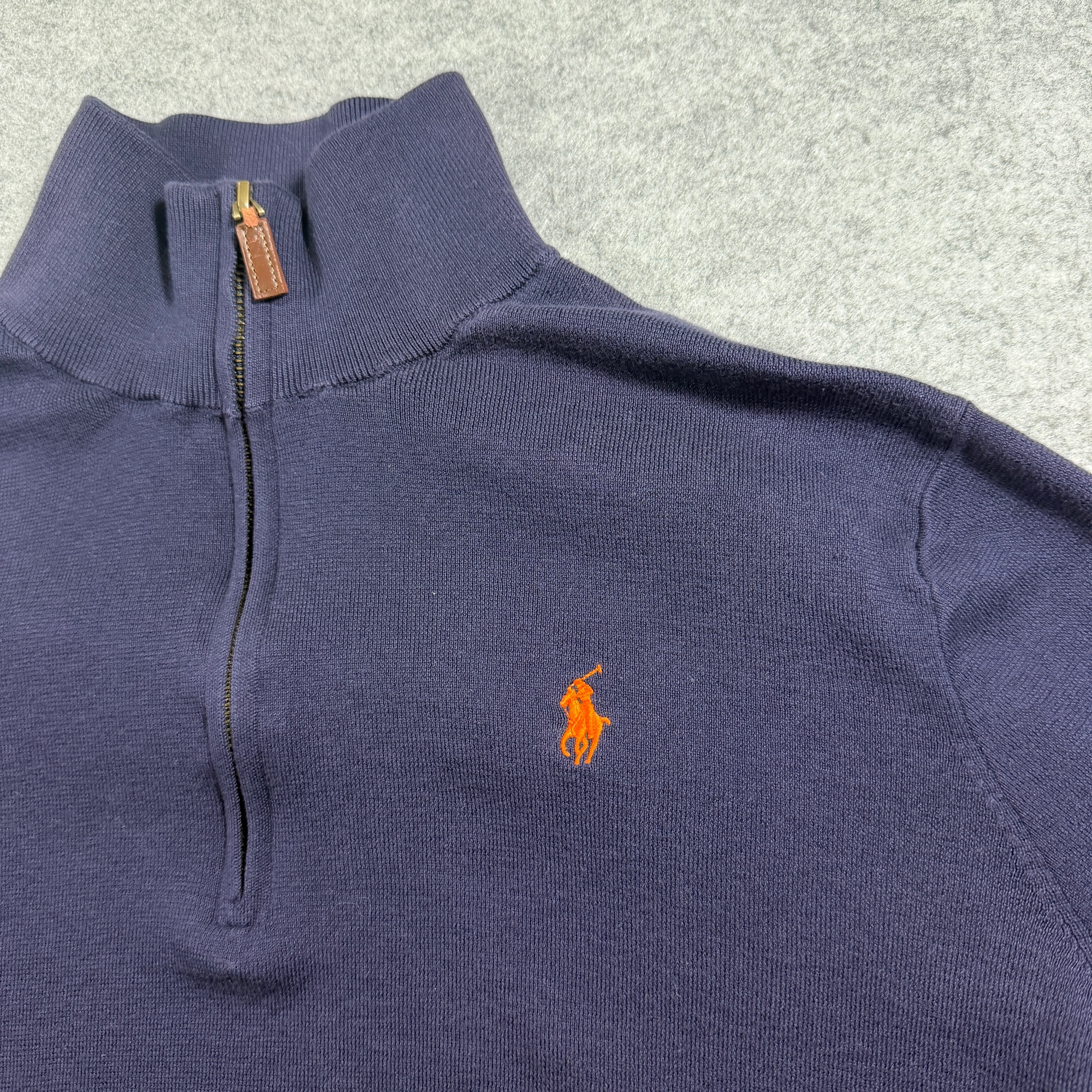Polo Ralph Lauren Quarter Zip Sweater Mens L Navy Pima Cotton Pony Logo Preppy thumbnail 13