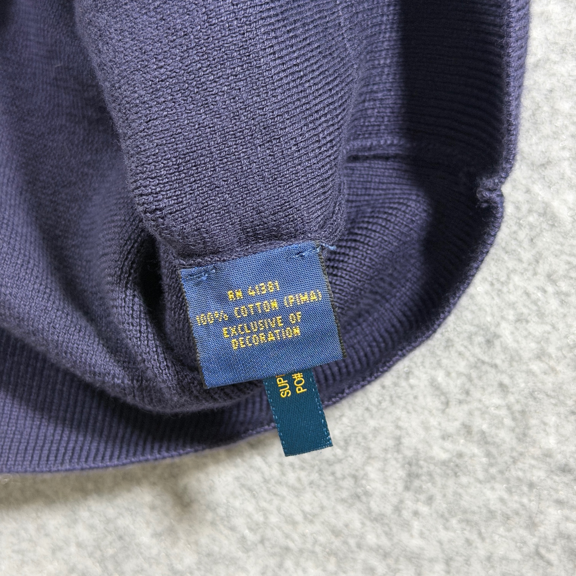 Polo Ralph Lauren Quarter Zip Sweater Mens L Navy Pima Cotton Pony Logo Preppy thumbnail 14