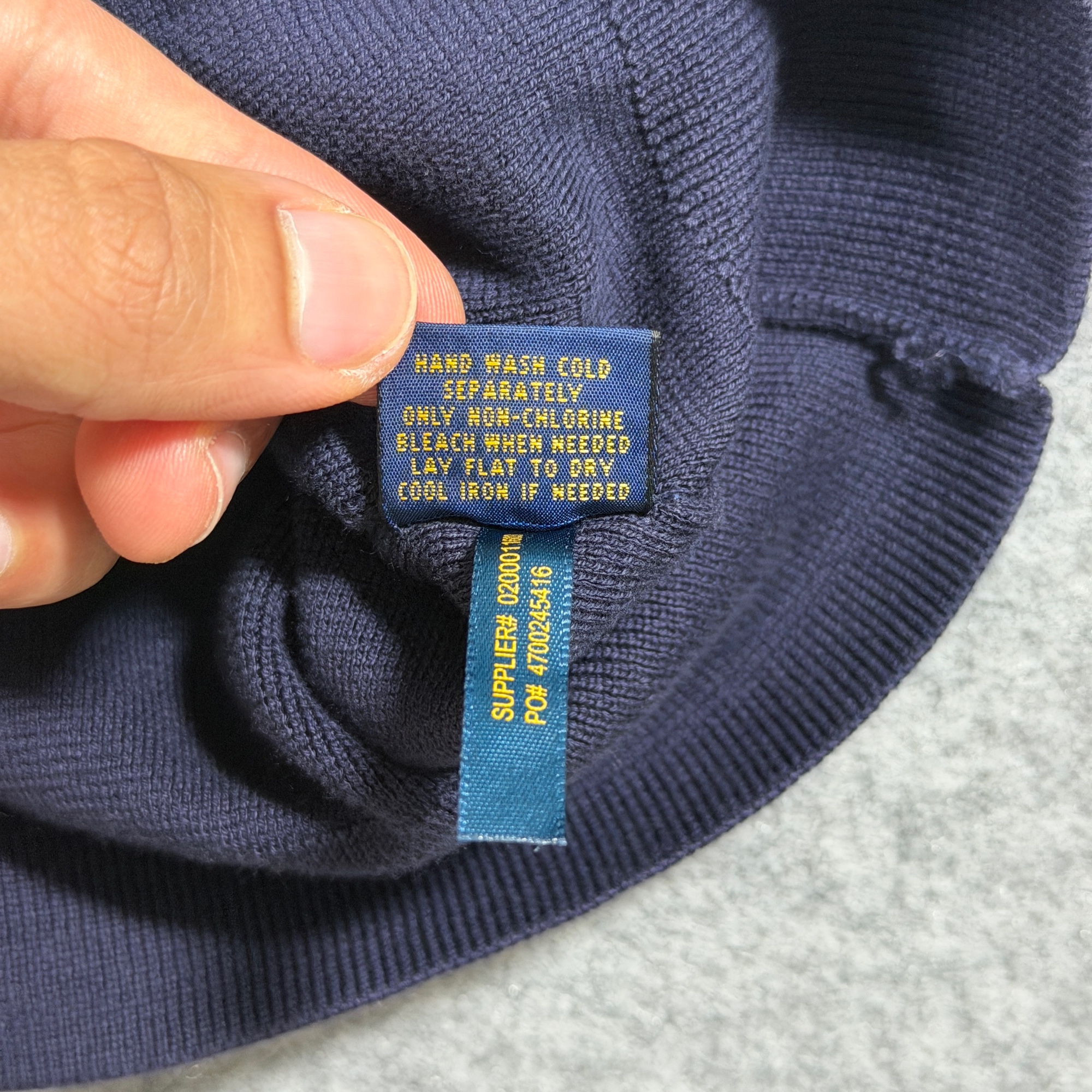 Polo Ralph Lauren Quarter Zip Sweater Mens L Navy Pima Cotton Pony Logo Preppy thumbnail 15