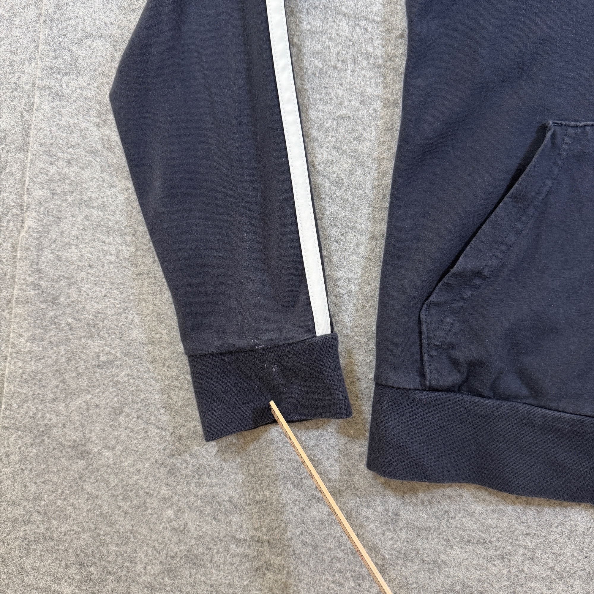 Adidas Full Zip Hoodie Womens XS Navy 3-Stripe Drawstring Kangaroo Pocket Cotton thumbnail 3