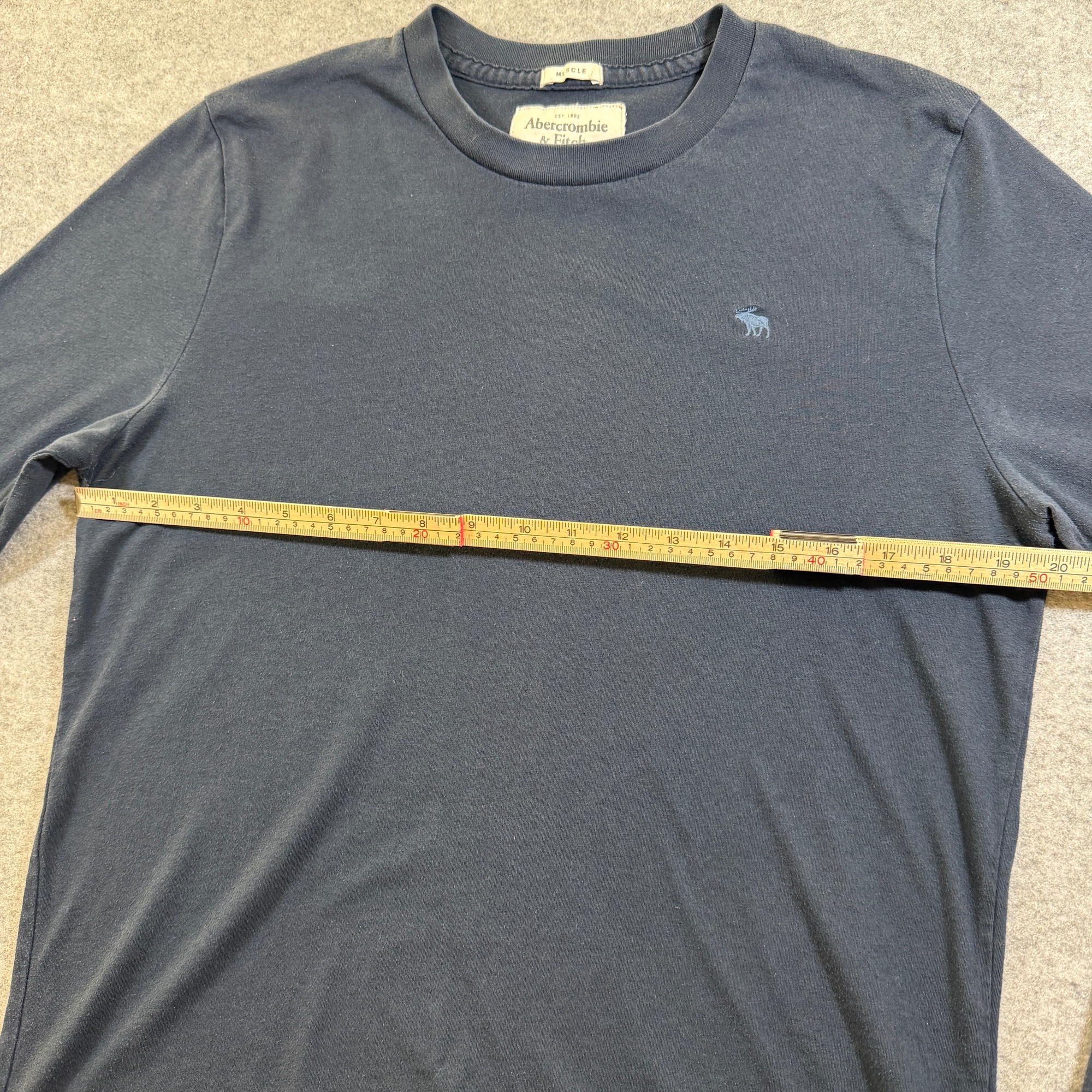 Abercrombie & Fitch Muscle Tee Mens M Navy Long Sleeve Crew Neck Moose Logo thumbnail 7