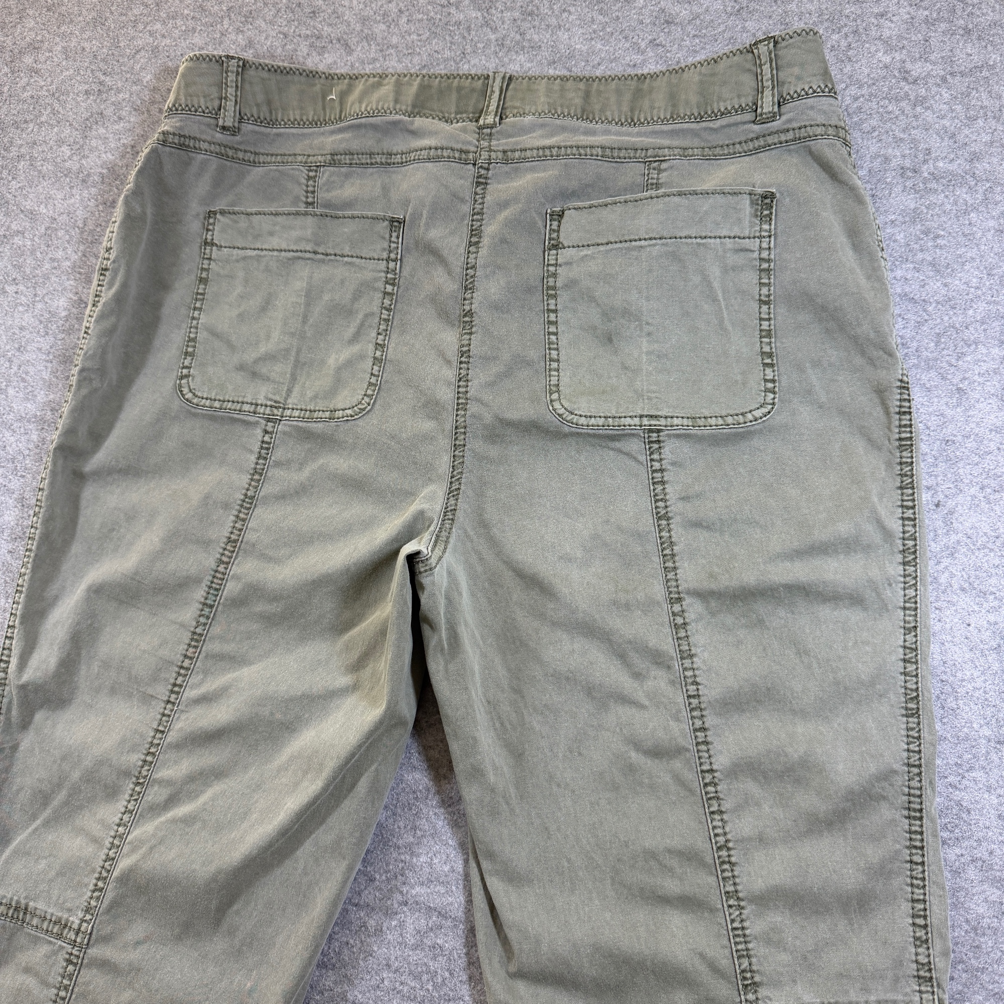 Chicos Pants Womens 2 (L) Olive Green Stretch Zip Pockets Straight Leg Casual thumbnail 4