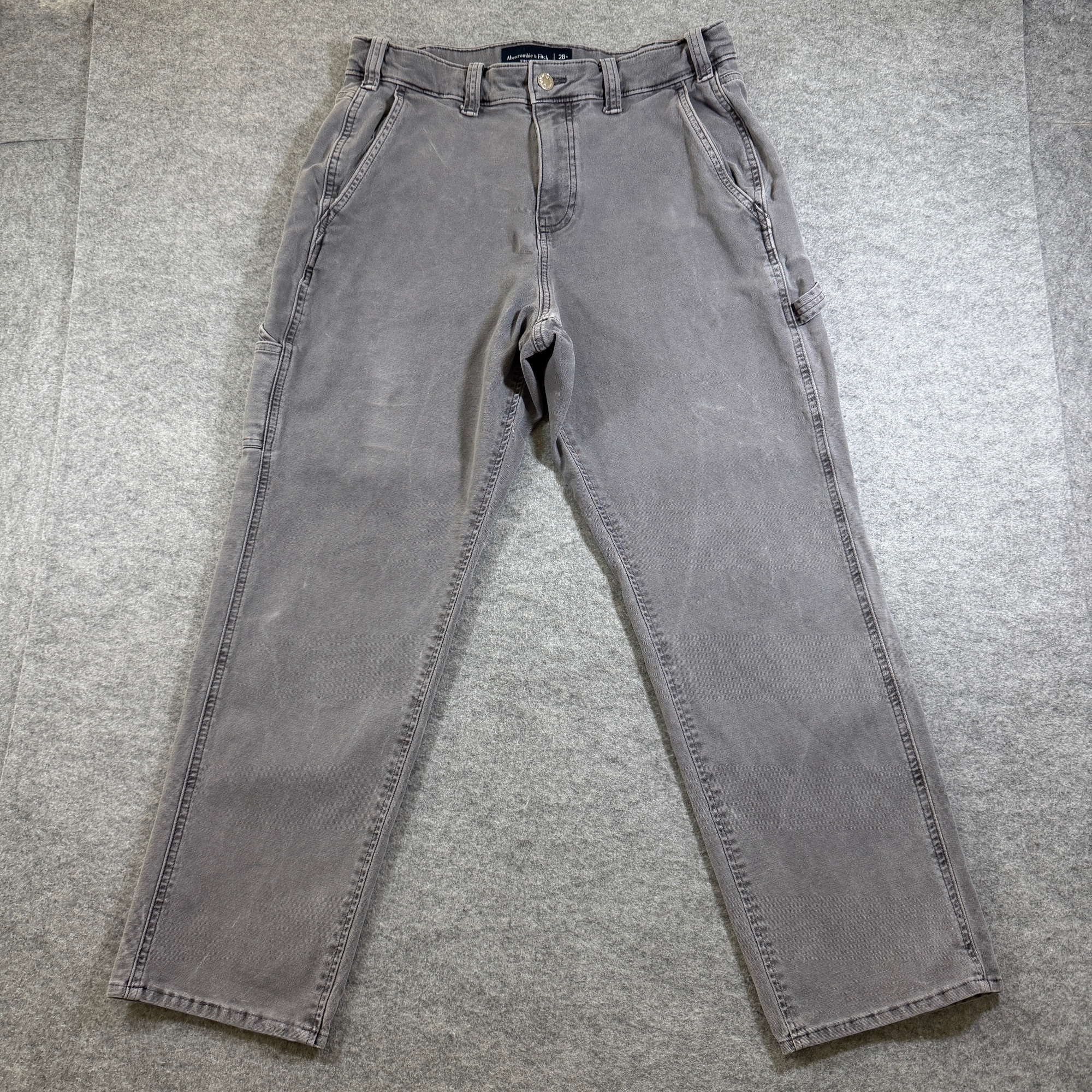 Abercrombie & Fitch Carpenter Pants Womens 28x30 Gray Cargo Utility Stretch