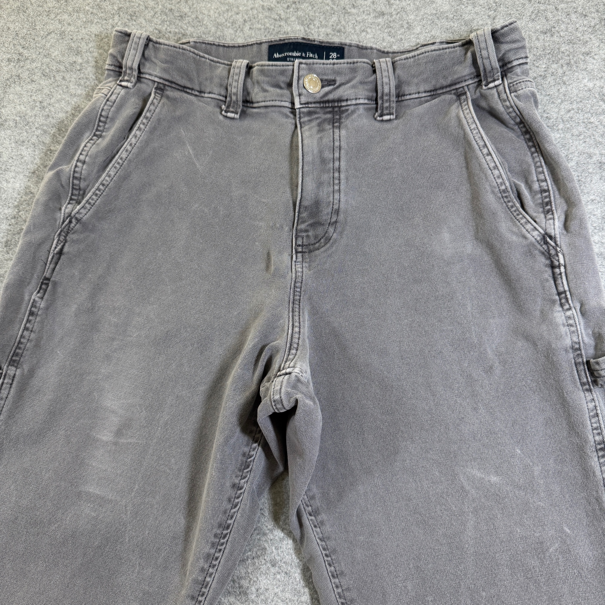 Abercrombie & Fitch Carpenter Pants Womens 28x30 Gray Cargo Utility Stretch thumbnail 3