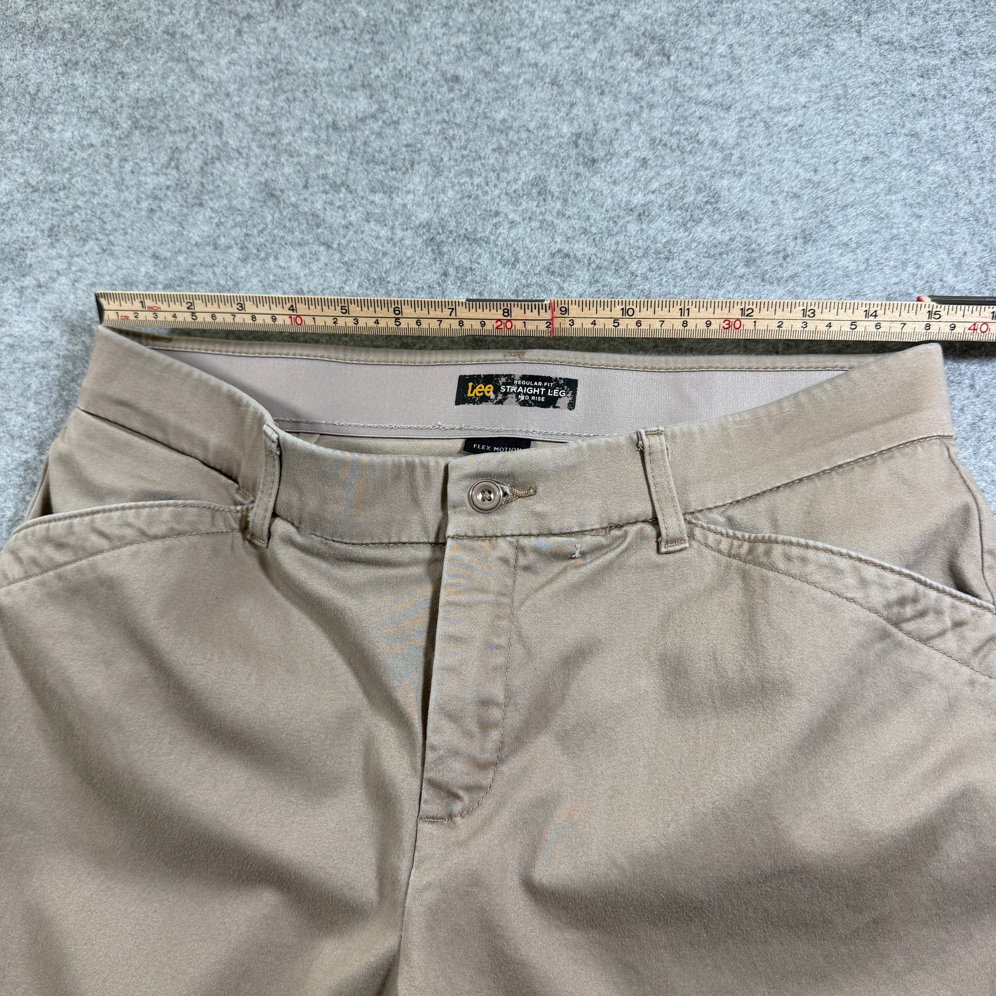 Lee Flex Motion Pants Womens 10 Long Khaki Straight Leg Mid Rise Stretch thumbnail 8