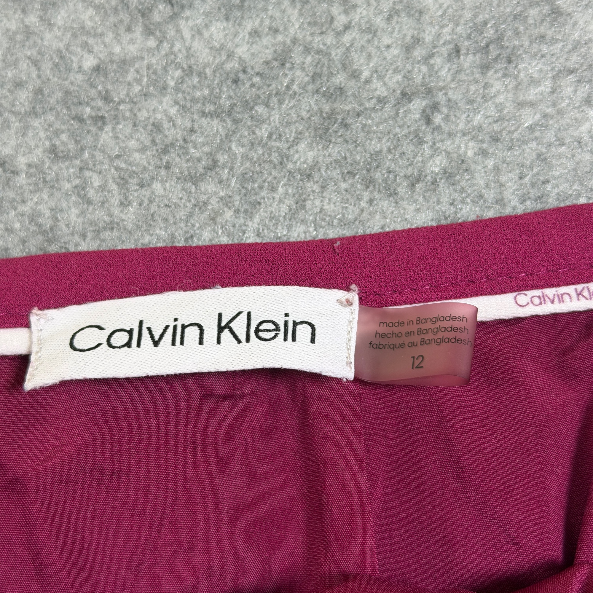 Calvin Klein Pencil Skirt Womens 12 Magenta Fuchsia Stretch Back Zip Straight thumbnail 3