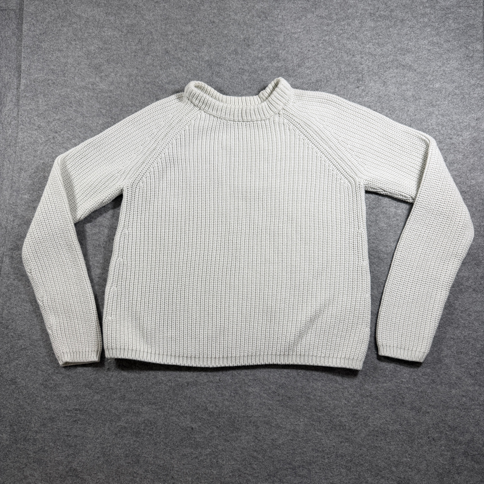 Quince Heavyweight Knit Sweater Womens S Ivory Ribbed Raglan Organic Cotton