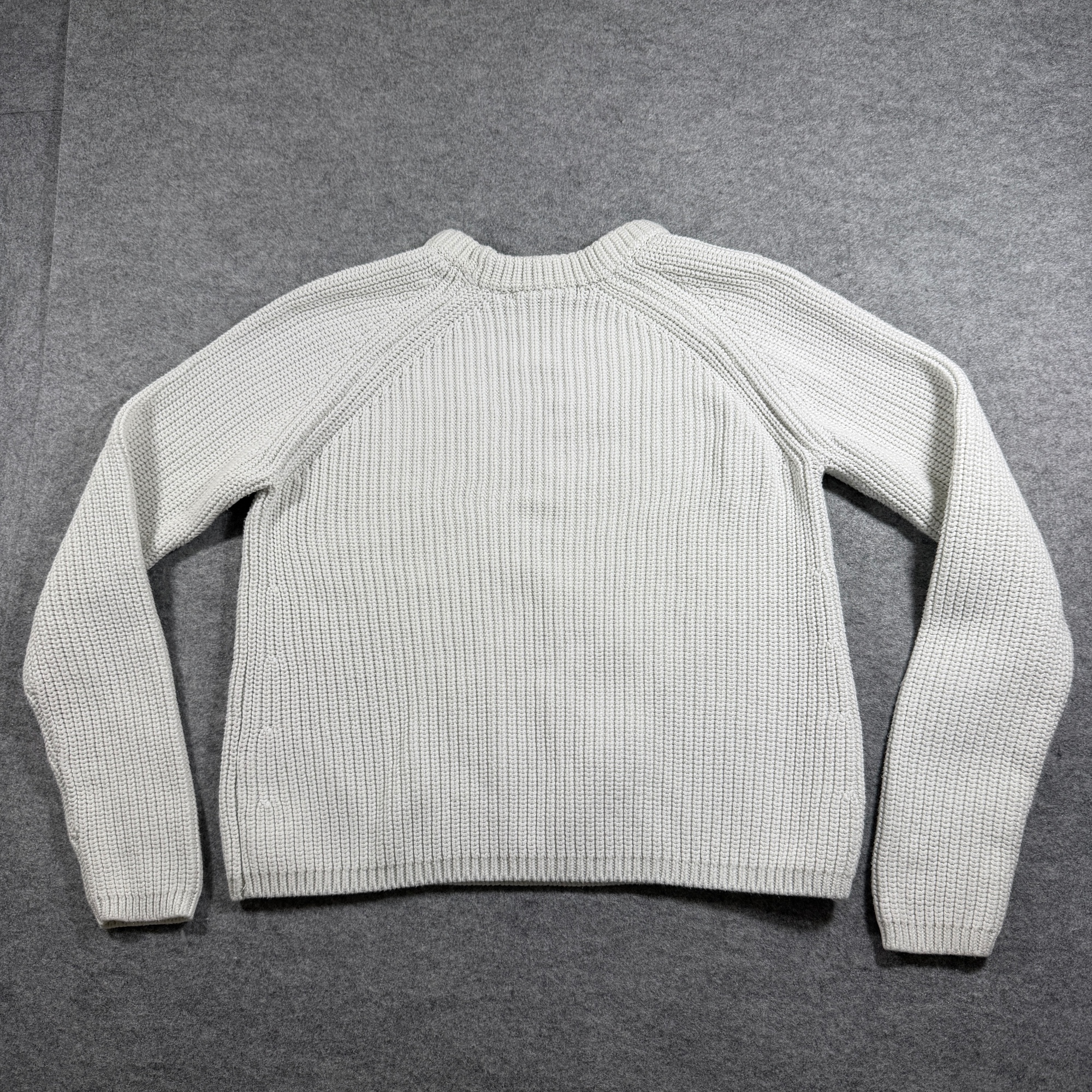 Quince Heavyweight Knit Sweater Womens S Ivory Ribbed Raglan Organic Cotton thumbnail 2