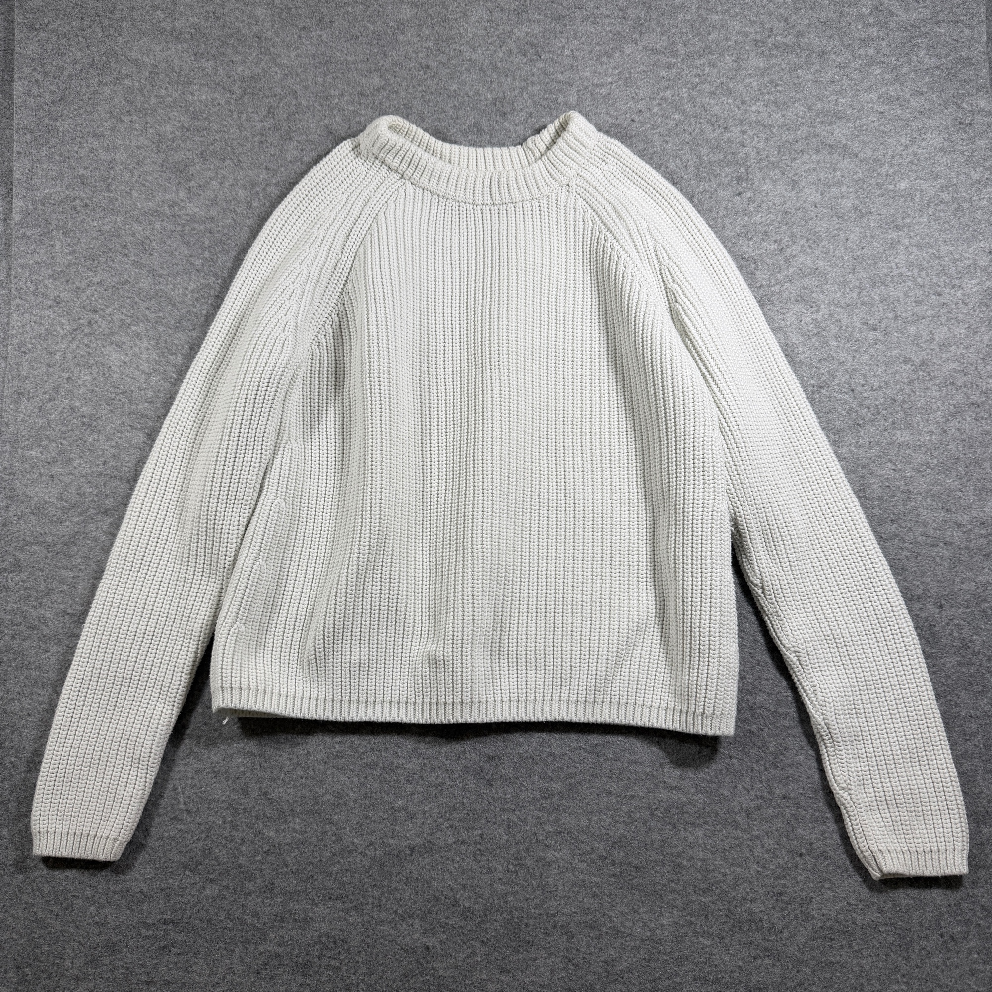 Quince Heavyweight Knit Sweater Womens S Ivory Ribbed Raglan Organic Cotton thumbnail 3