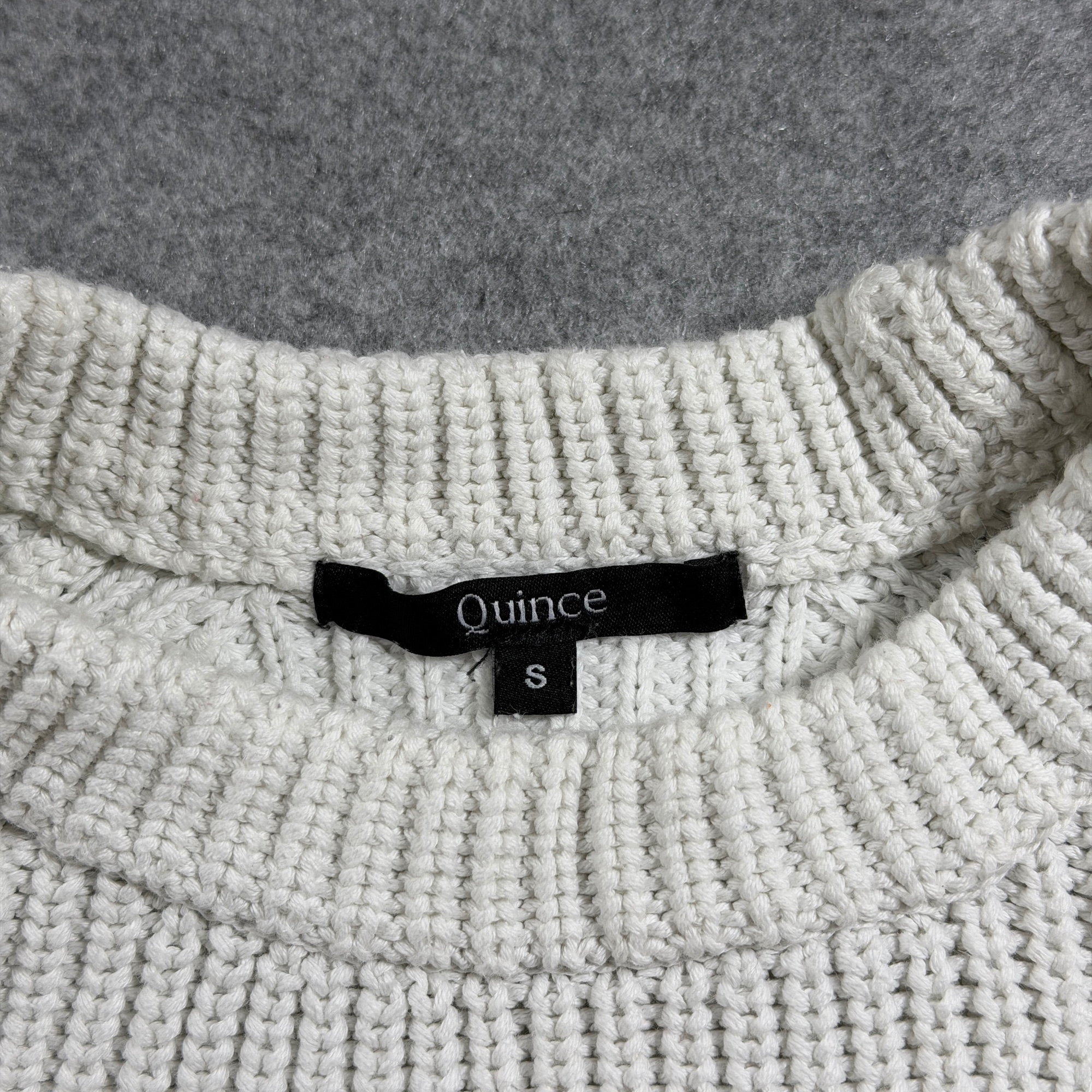 Quince Heavyweight Knit Sweater Womens S Ivory Ribbed Raglan Organic Cotton thumbnail 4