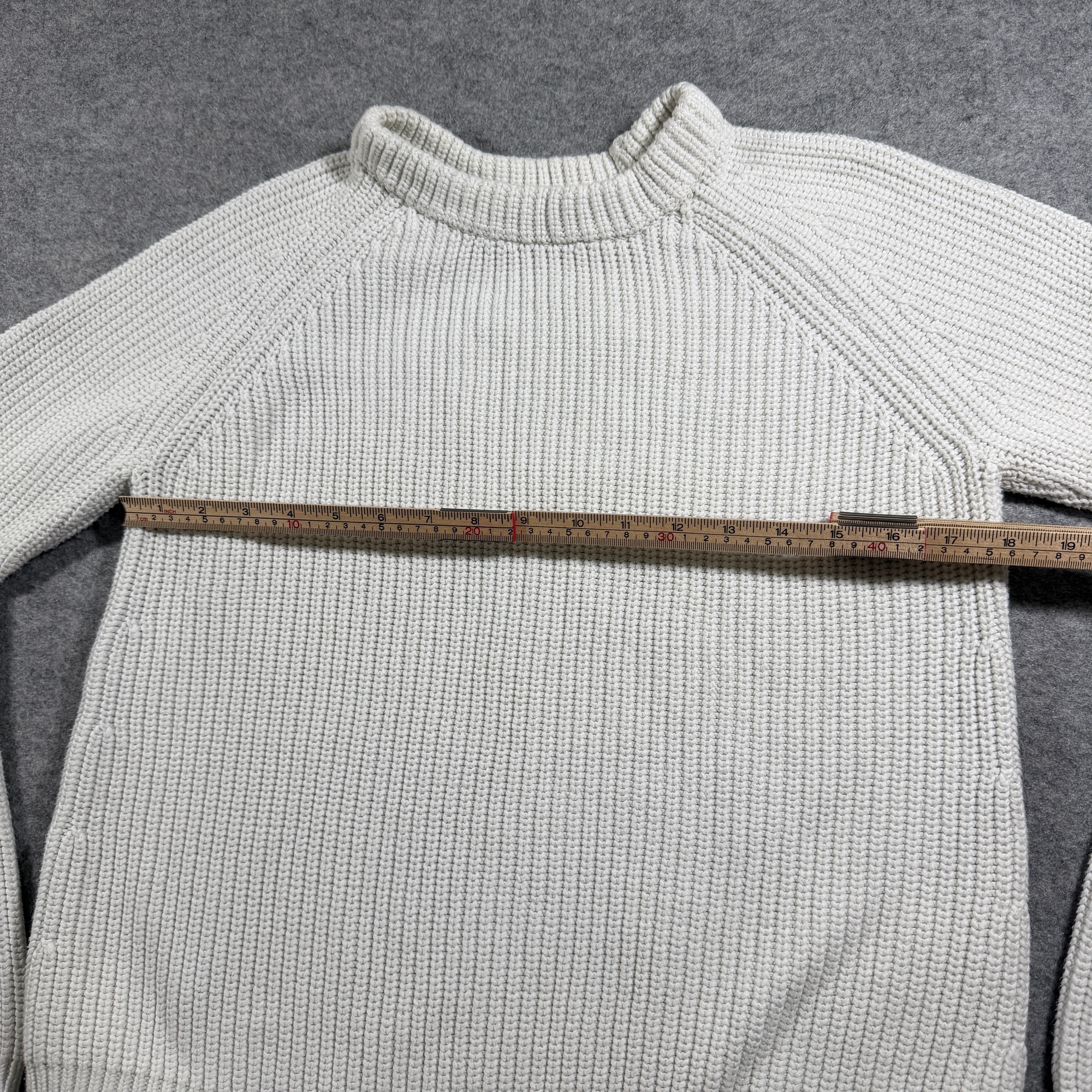 Quince Heavyweight Knit Sweater Womens S Ivory Ribbed Raglan Organic Cotton thumbnail 5