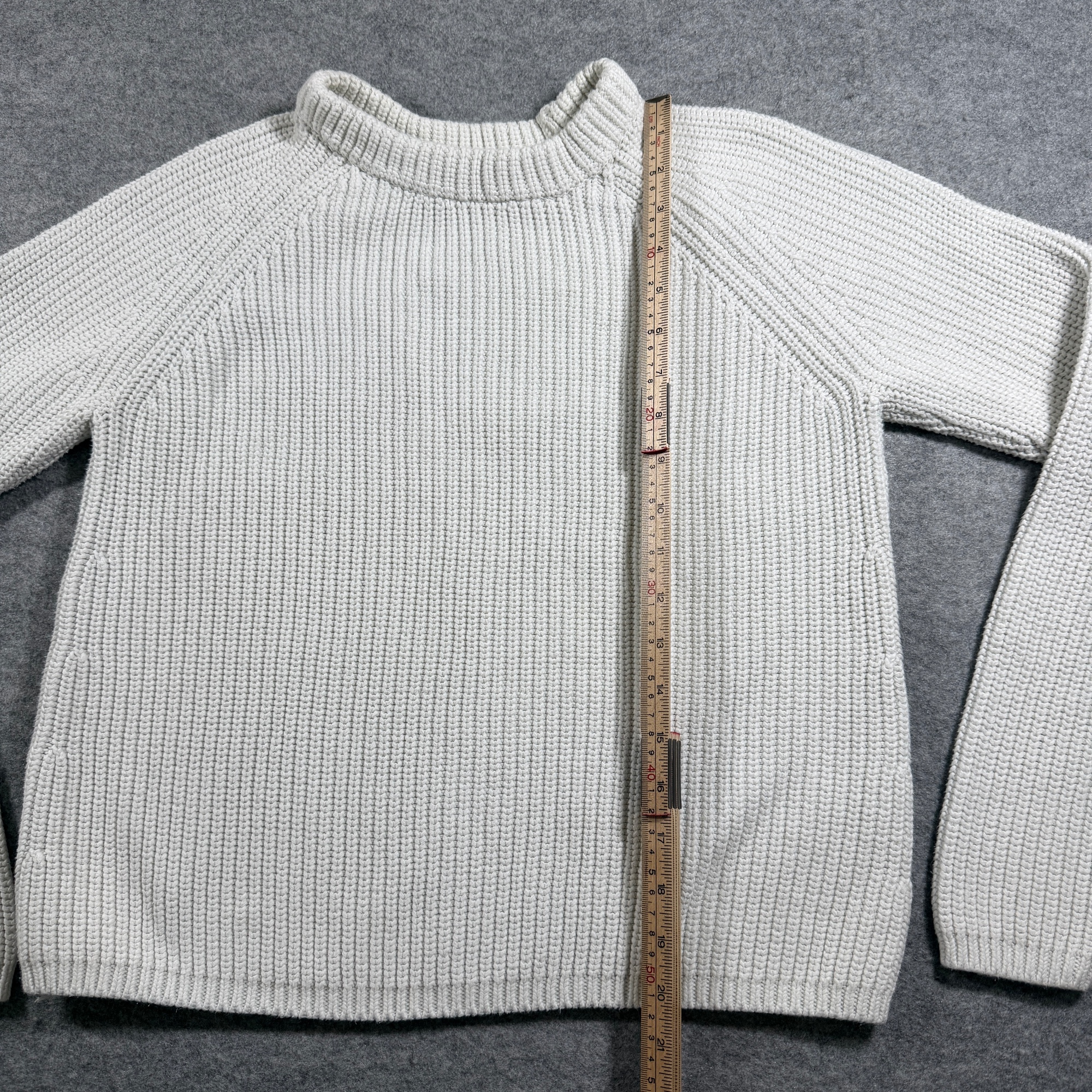 Quince Heavyweight Knit Sweater Womens S Ivory Ribbed Raglan Organic Cotton thumbnail 6