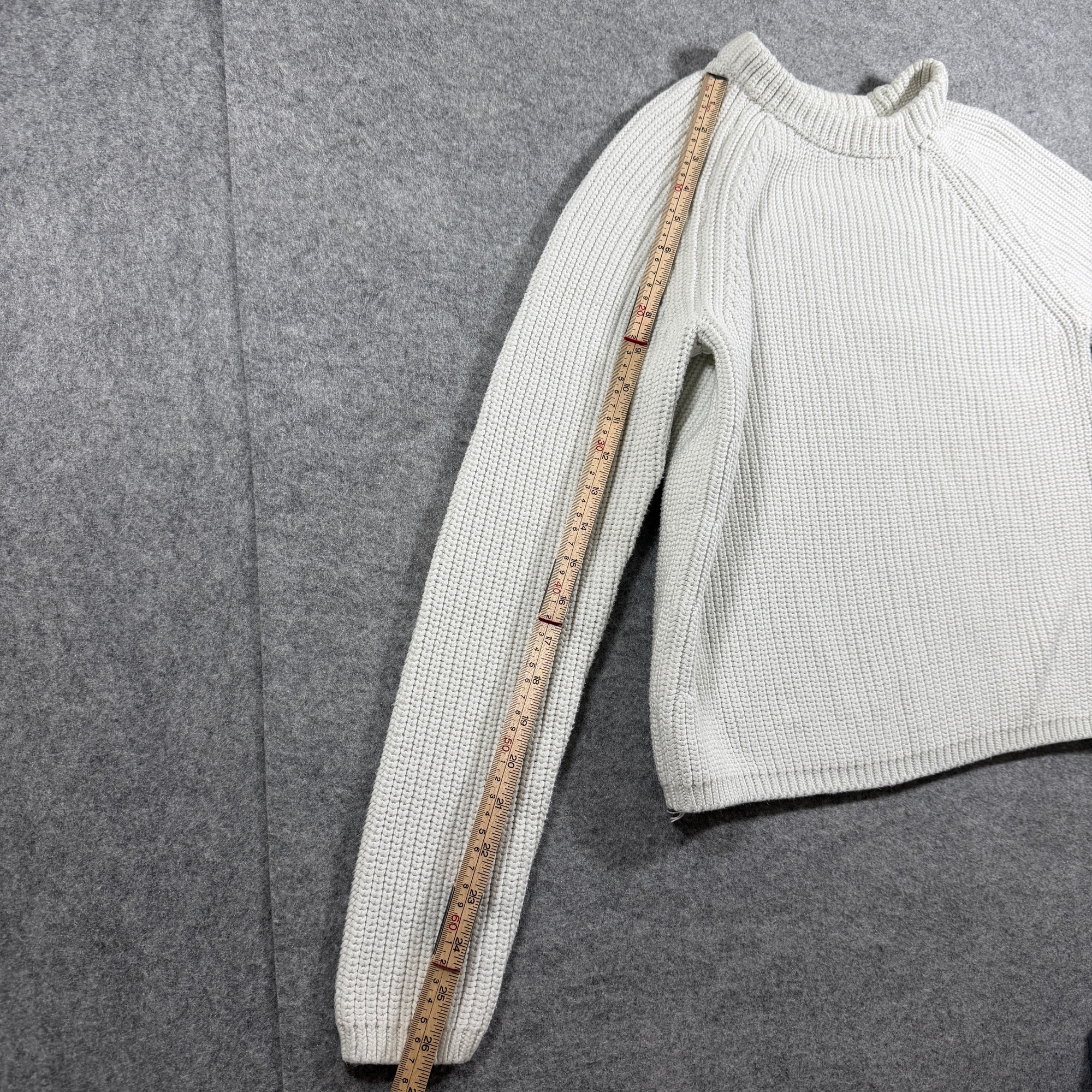 Quince Heavyweight Knit Sweater Womens S Ivory Ribbed Raglan Organic Cotton thumbnail 7