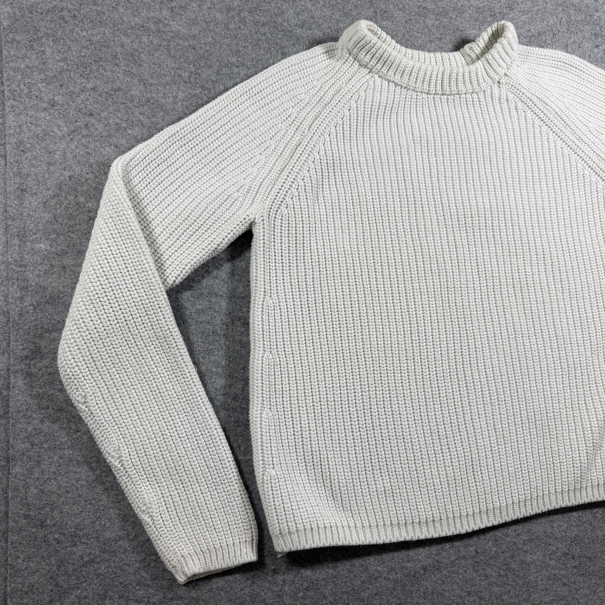 Quince Heavyweight Knit Sweater Womens S Ivory Ribbed Raglan Organic Cotton thumbnail 9