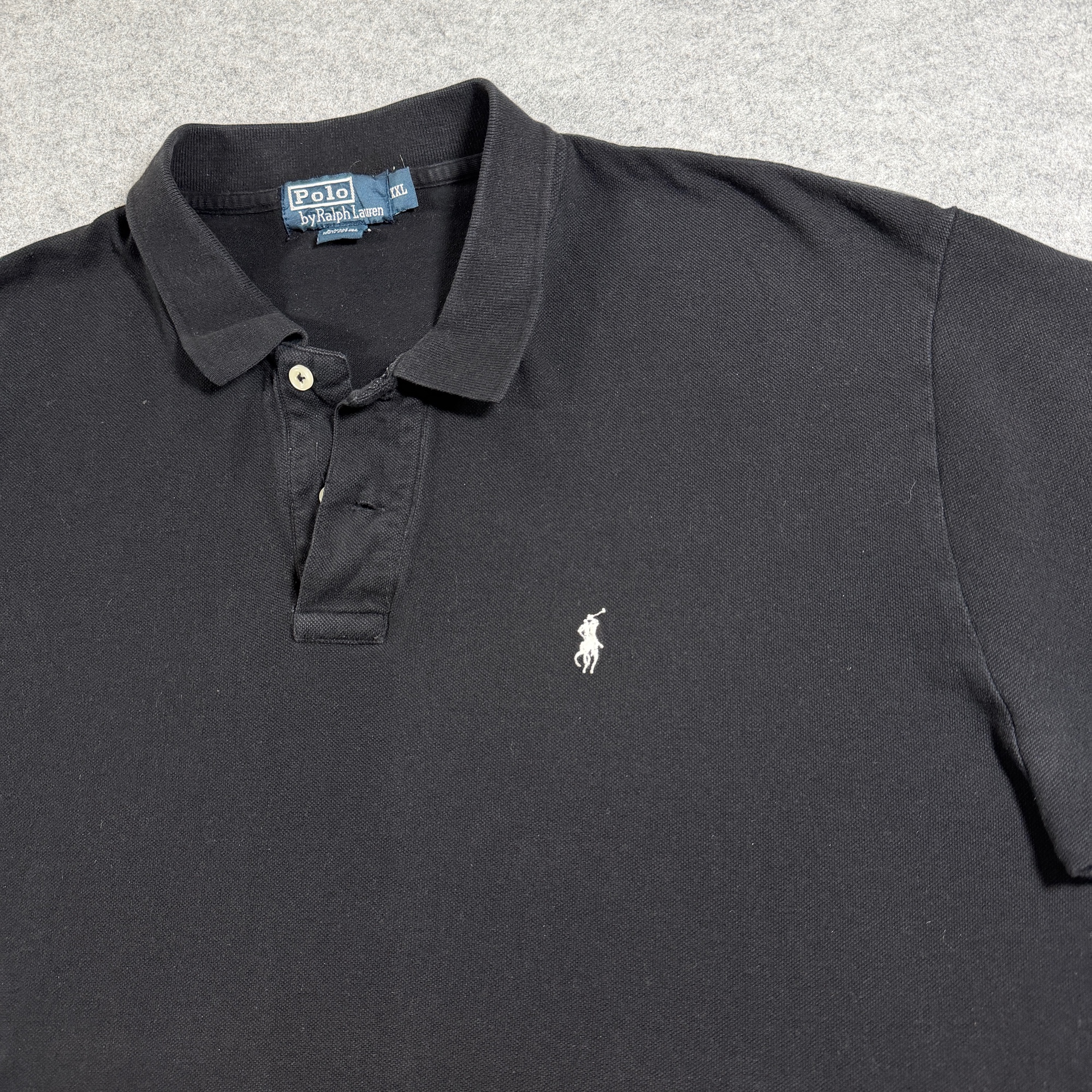 Polo Ralph Lauren Mesh Polo Shirt Mens XXL Black 100% Cotton Pony Logo Preppy thumbnail 3