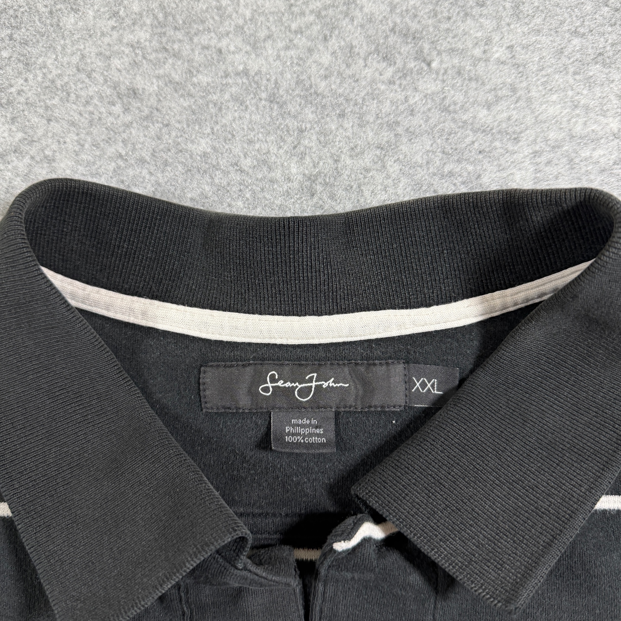 Vintage Sean John Polo Shirt Mens XXL Black Yellow Striped Embroidered Logo thumbnail 3