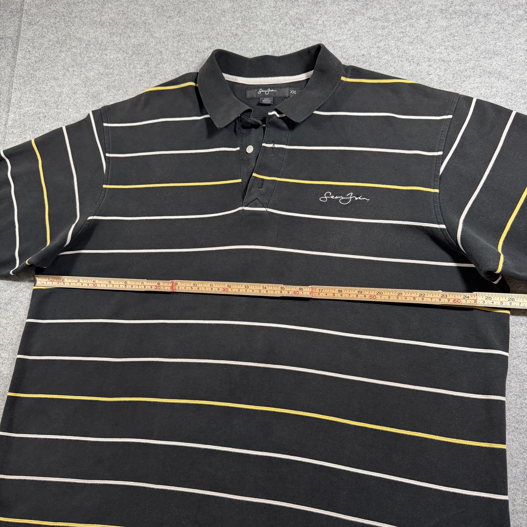 Vintage Sean John Polo Shirt Mens XXL Black Yellow Striped Embroidered Logo thumbnail 6