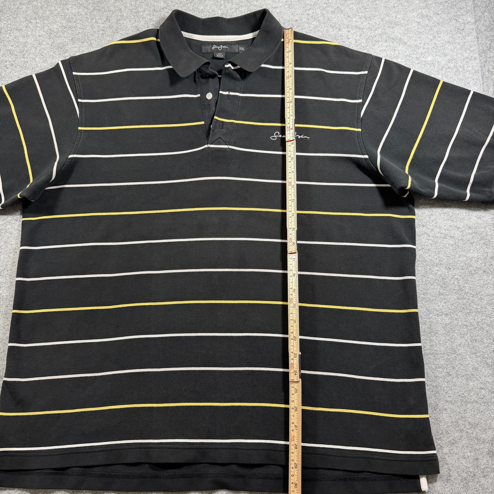 Vintage Sean John Polo Shirt Mens XXL Black Yellow Striped Embroidered Logo thumbnail 7