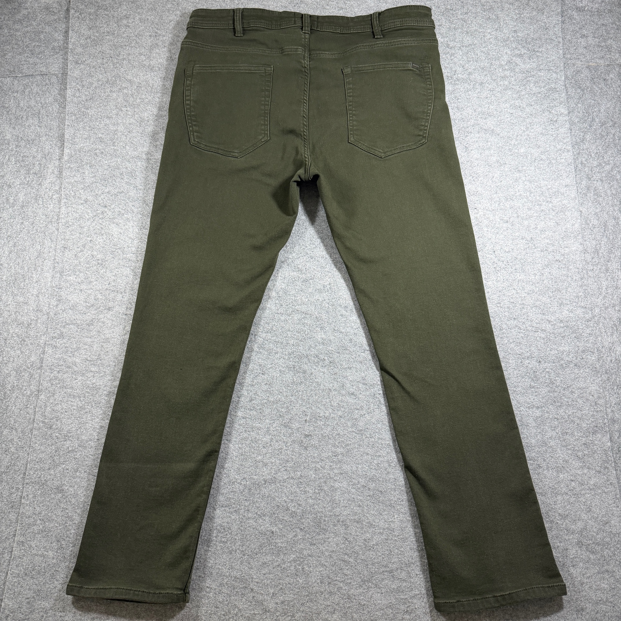 JACHS New York Jeans Mens 38x30 Olive Green Straight Leg Stretch Five Pocket thumbnail 2