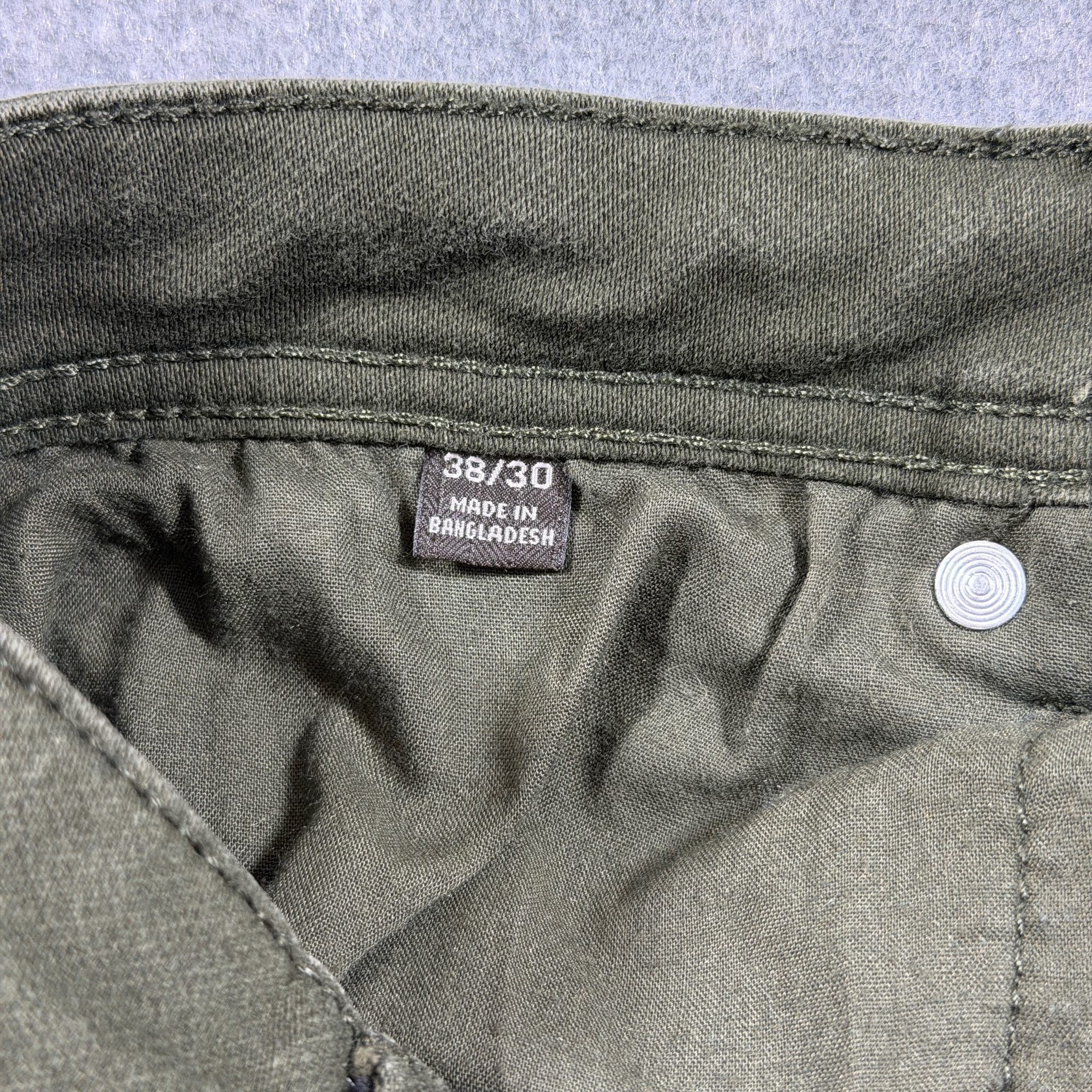 JACHS New York Jeans Mens 38x30 Olive Green Straight Leg Stretch Five Pocket thumbnail 3