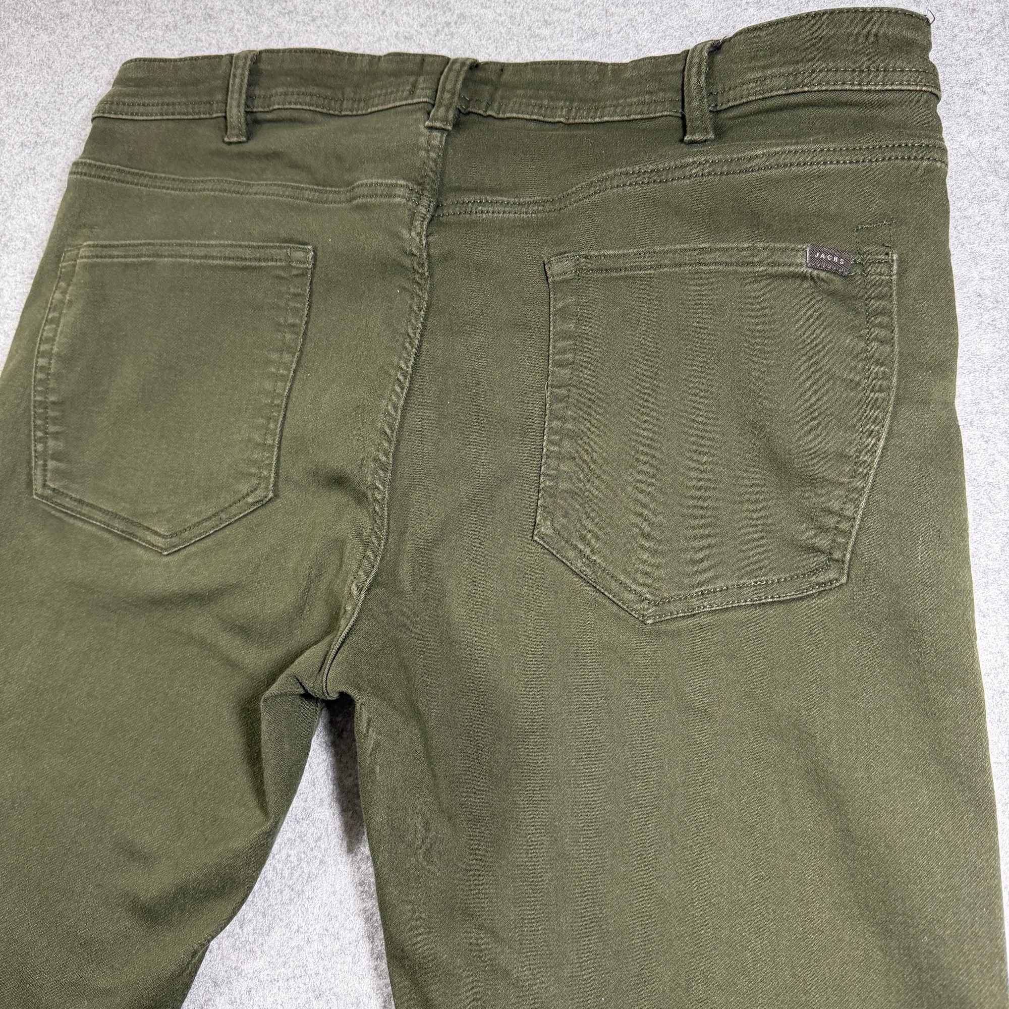 JACHS New York Jeans Mens 38x30 Olive Green Straight Leg Stretch Five Pocket thumbnail 4