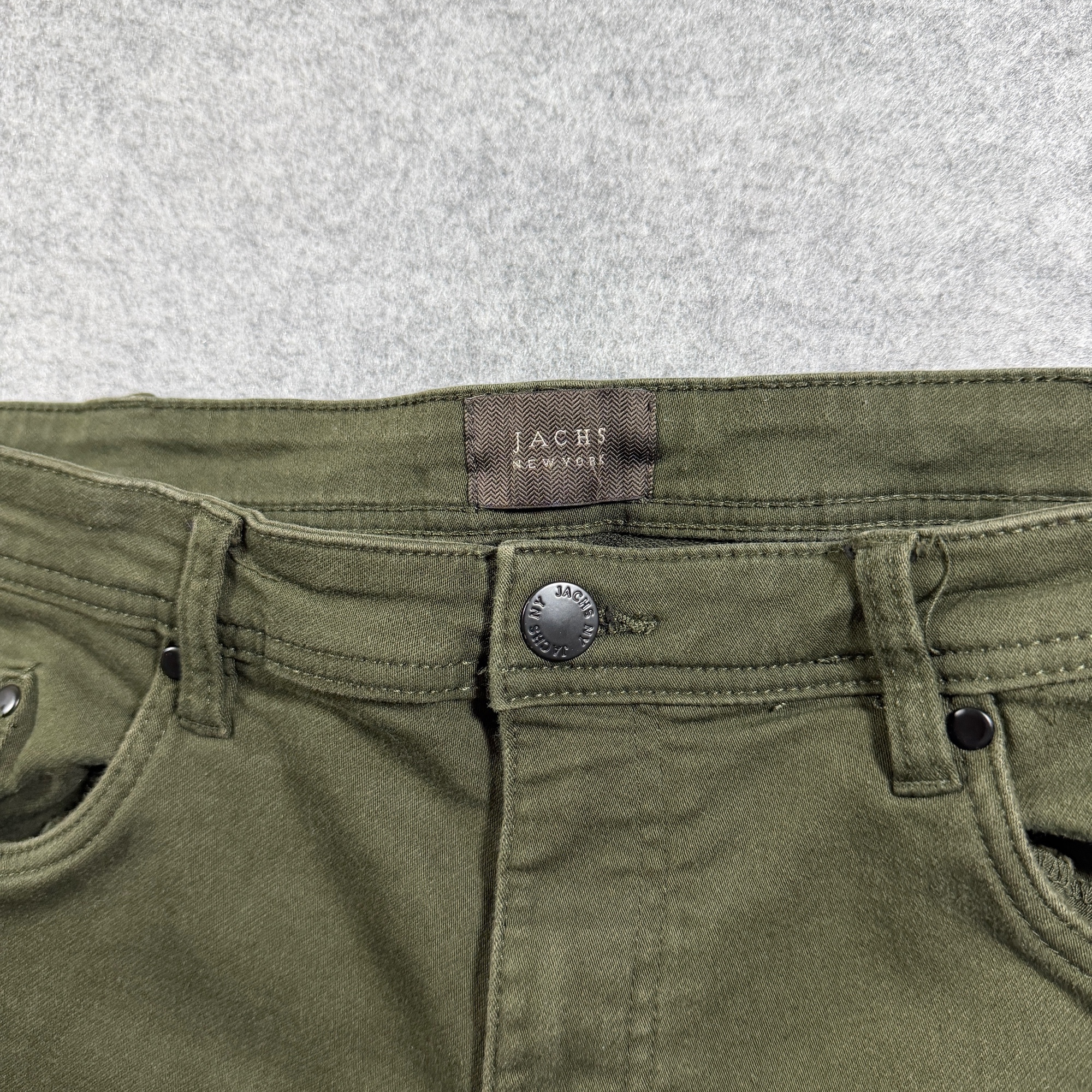 JACHS New York Jeans Mens 38x30 Olive Green Straight Leg Stretch Five Pocket thumbnail 5