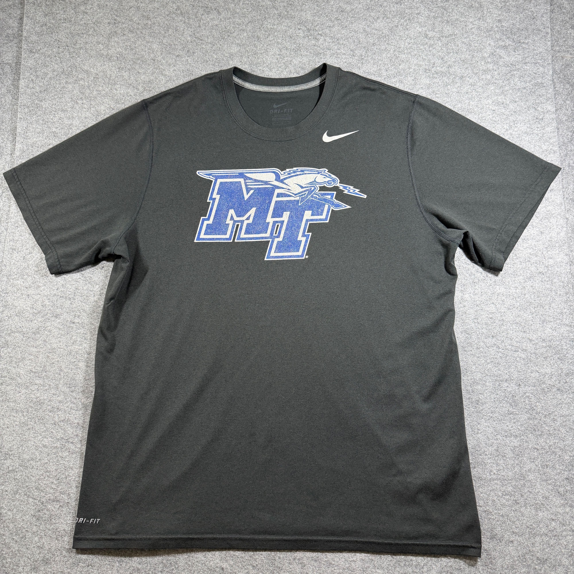 Nike Dri-Fit T-Shirt Mens XL Gray MTSU Blue Raiders Graphic Polyester Athletic