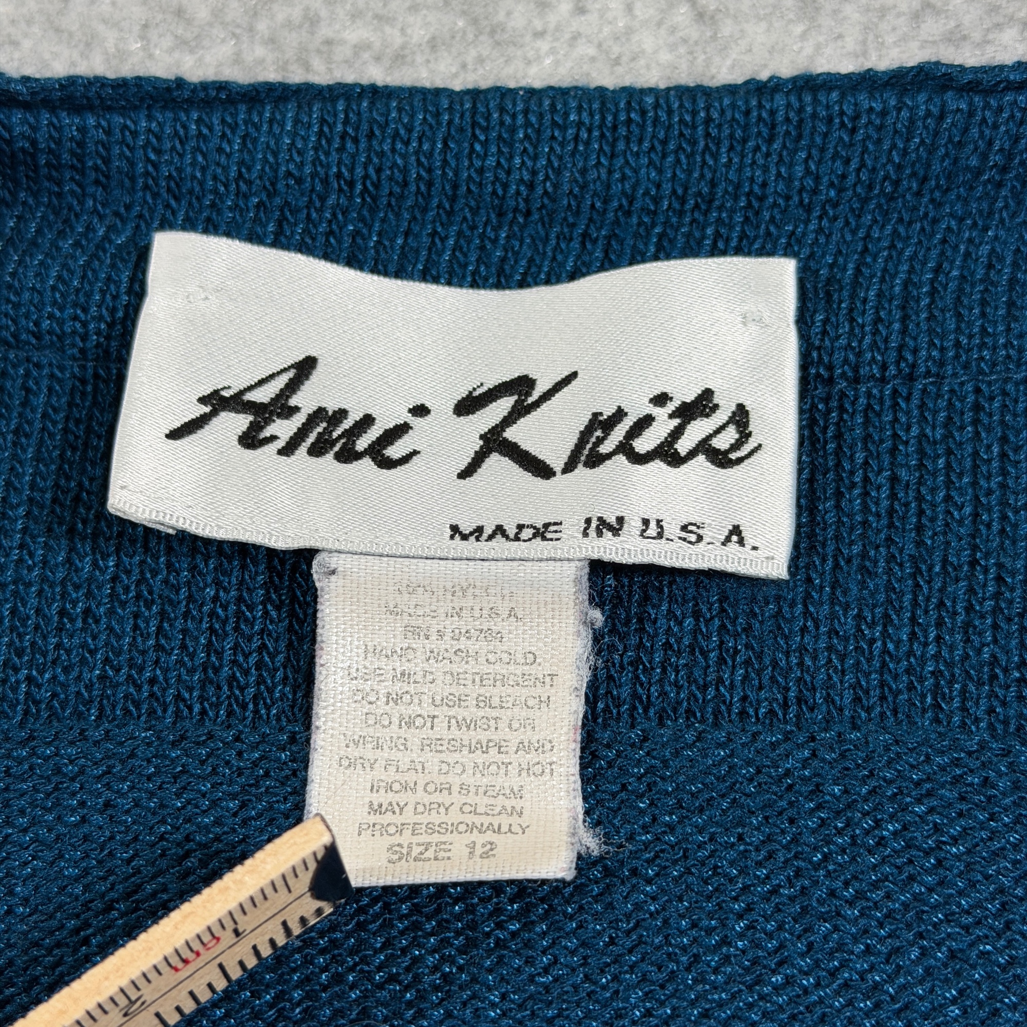 Vintage 80s Ami Knits Long Cardigan Sweater Womens 12 Blue Button Front USA Made thumbnail 4