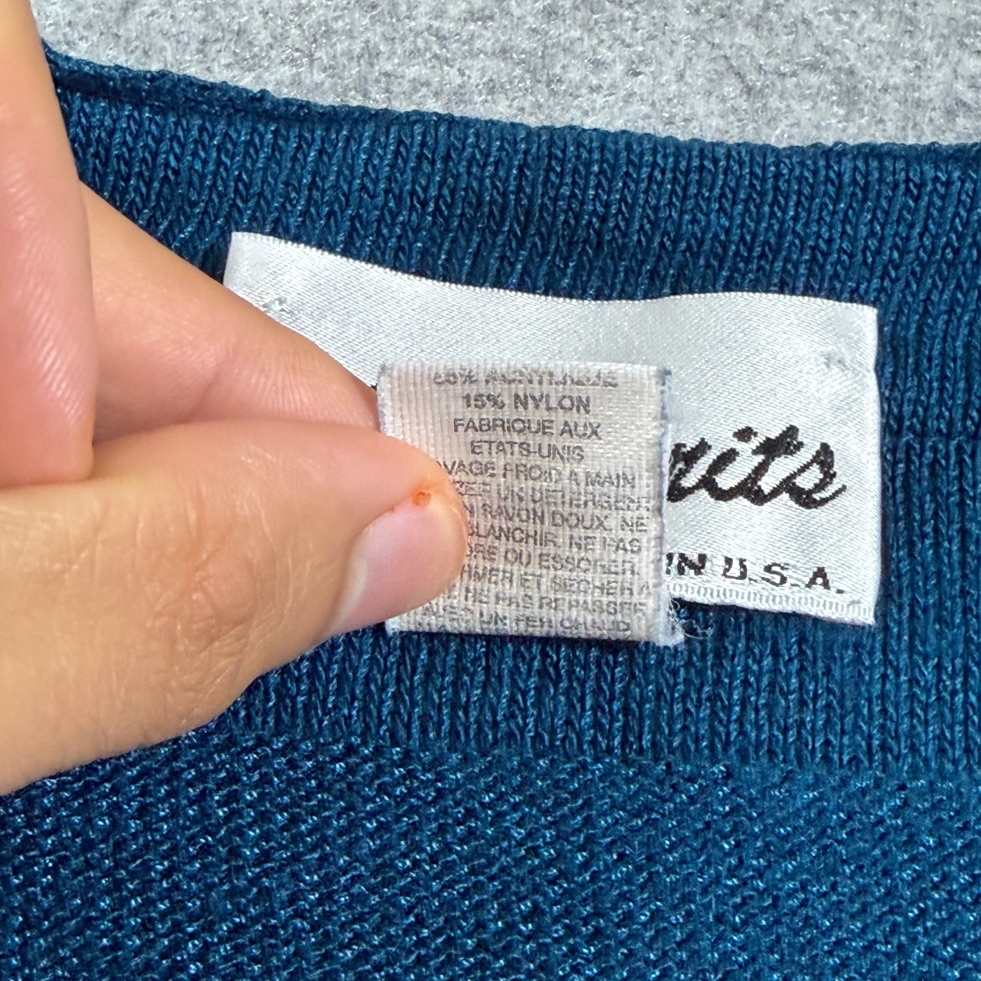 Vintage 80s Ami Knits Long Cardigan Sweater Womens 12 Blue Button Front USA Made thumbnail 5