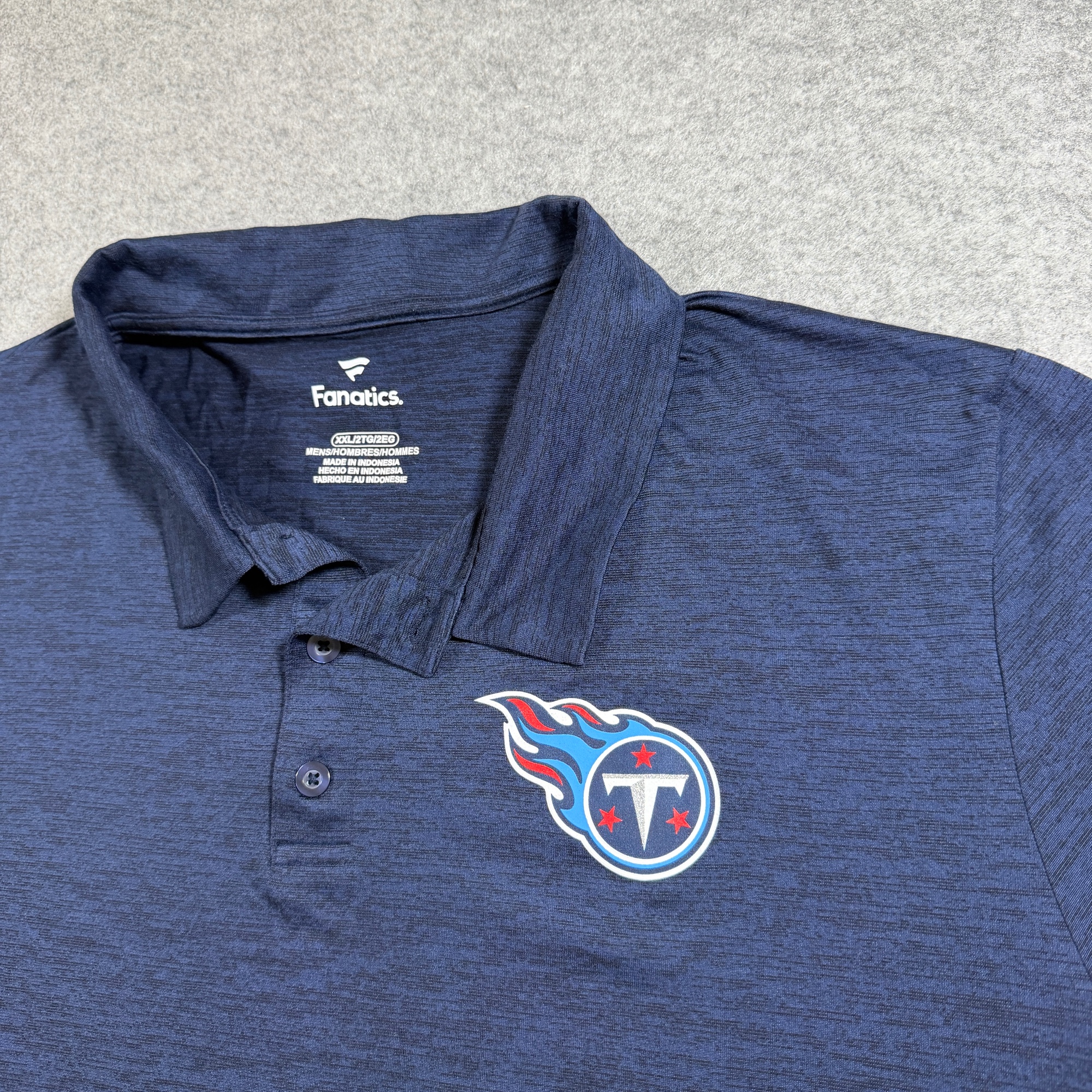 Fanatics Titans Polo Shirt Mens XXL Navy Blue Two Button Breathable Stretch thumbnail 3