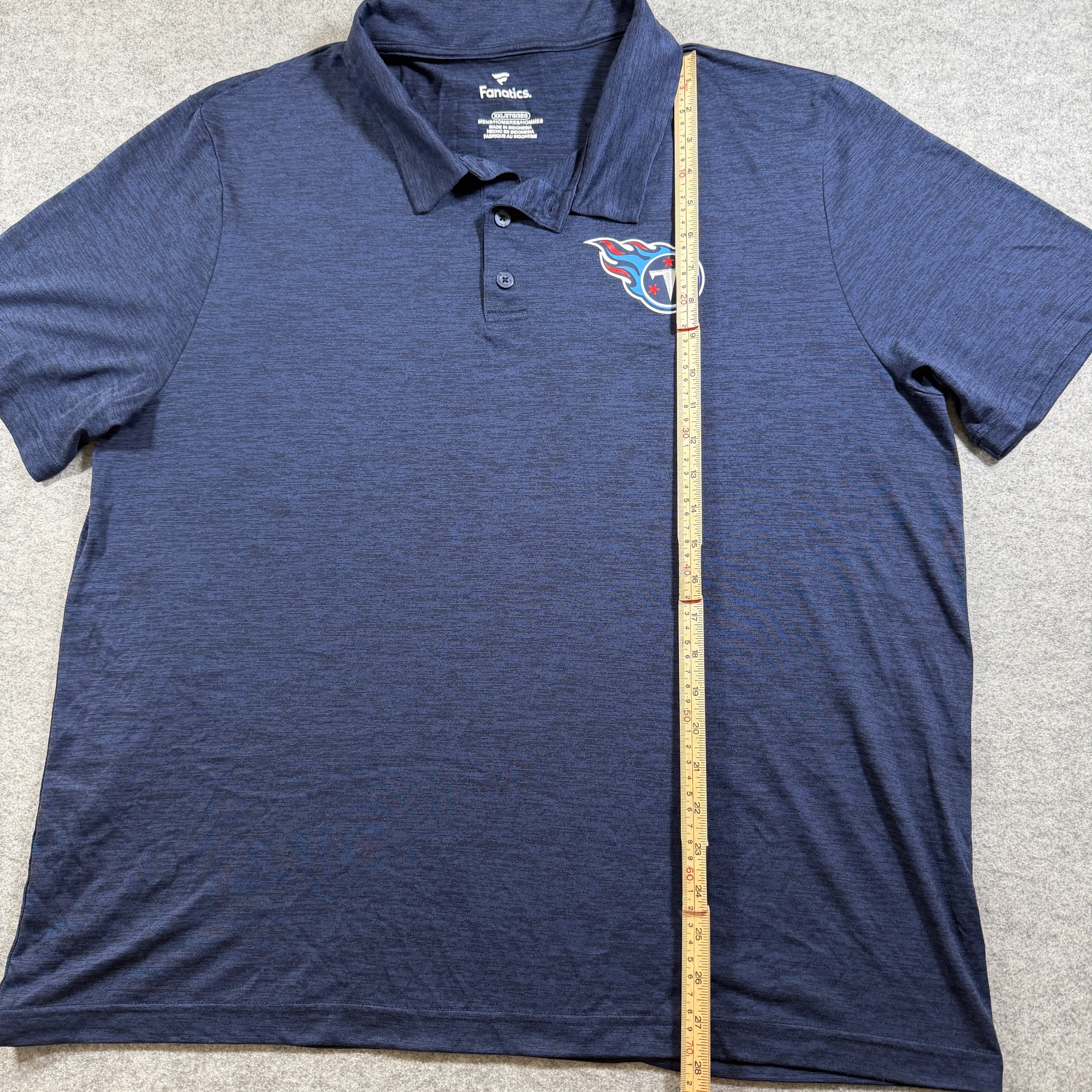 Fanatics Titans Polo Shirt Mens XXL Navy Blue Two Button Breathable Stretch thumbnail 6