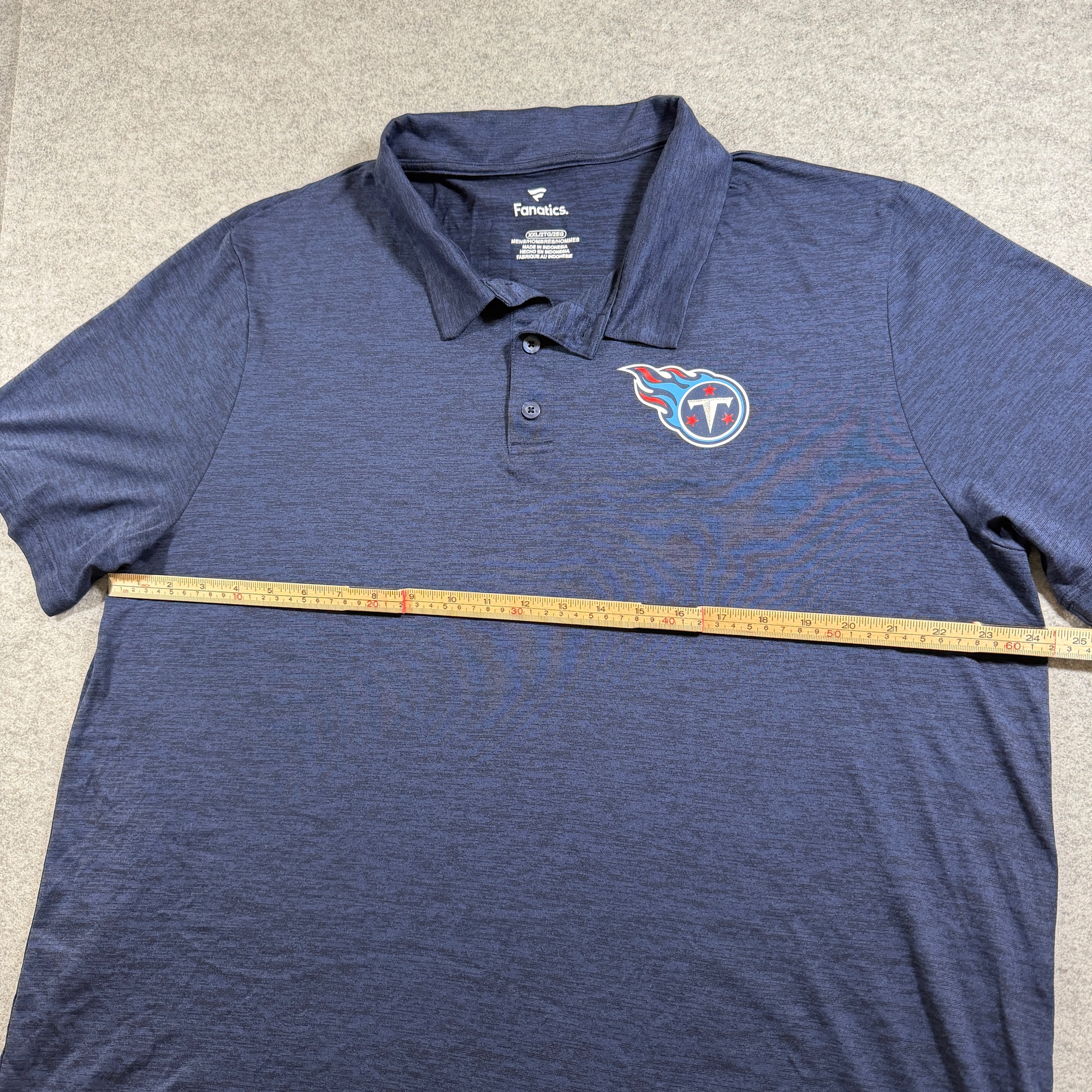 Fanatics Titans Polo Shirt Mens XXL Navy Blue Two Button Breathable Stretch thumbnail 7