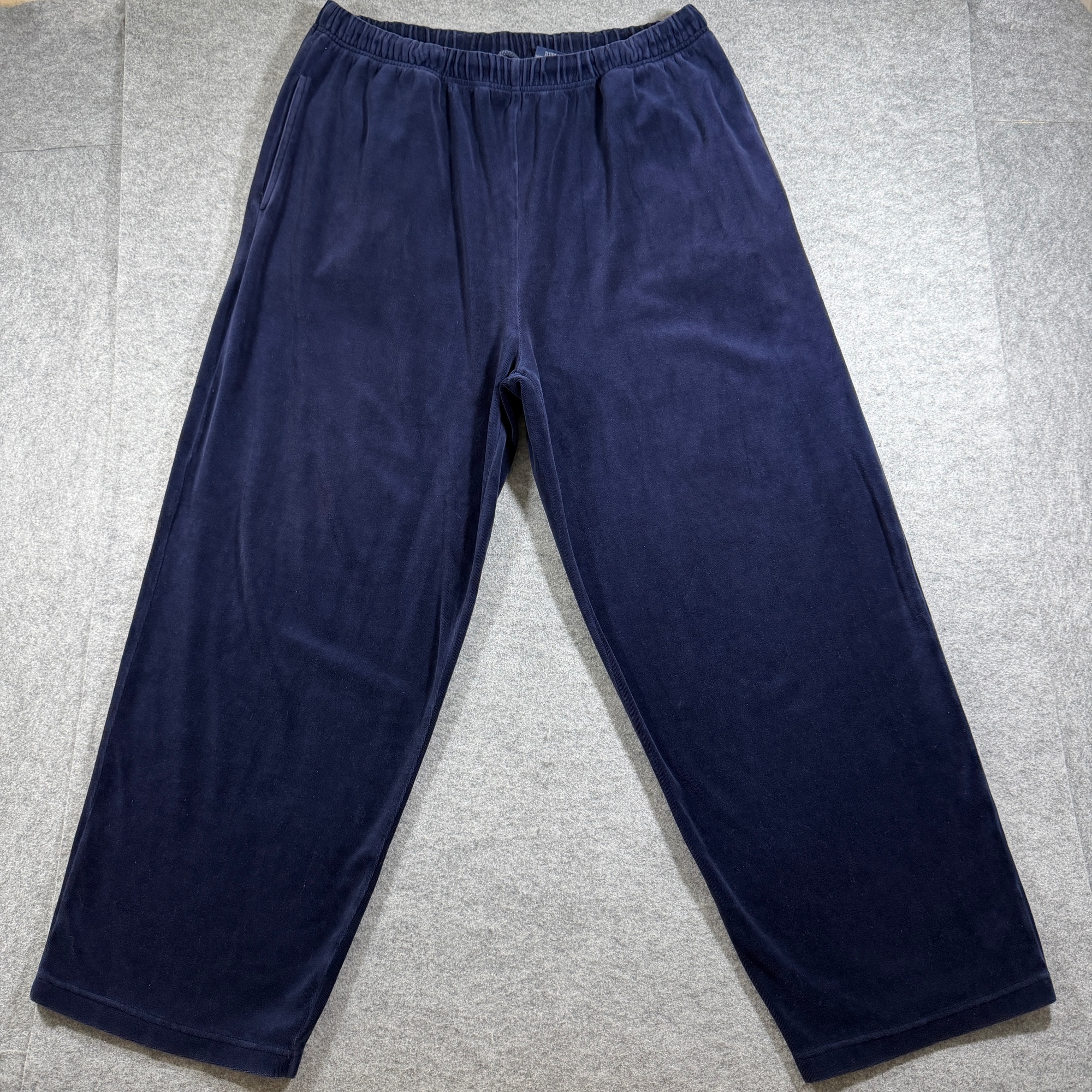 Vintage 90s Y2K Nautica Velour Pants Men L Navy Elastic Waist Relaxed Fit Lounge