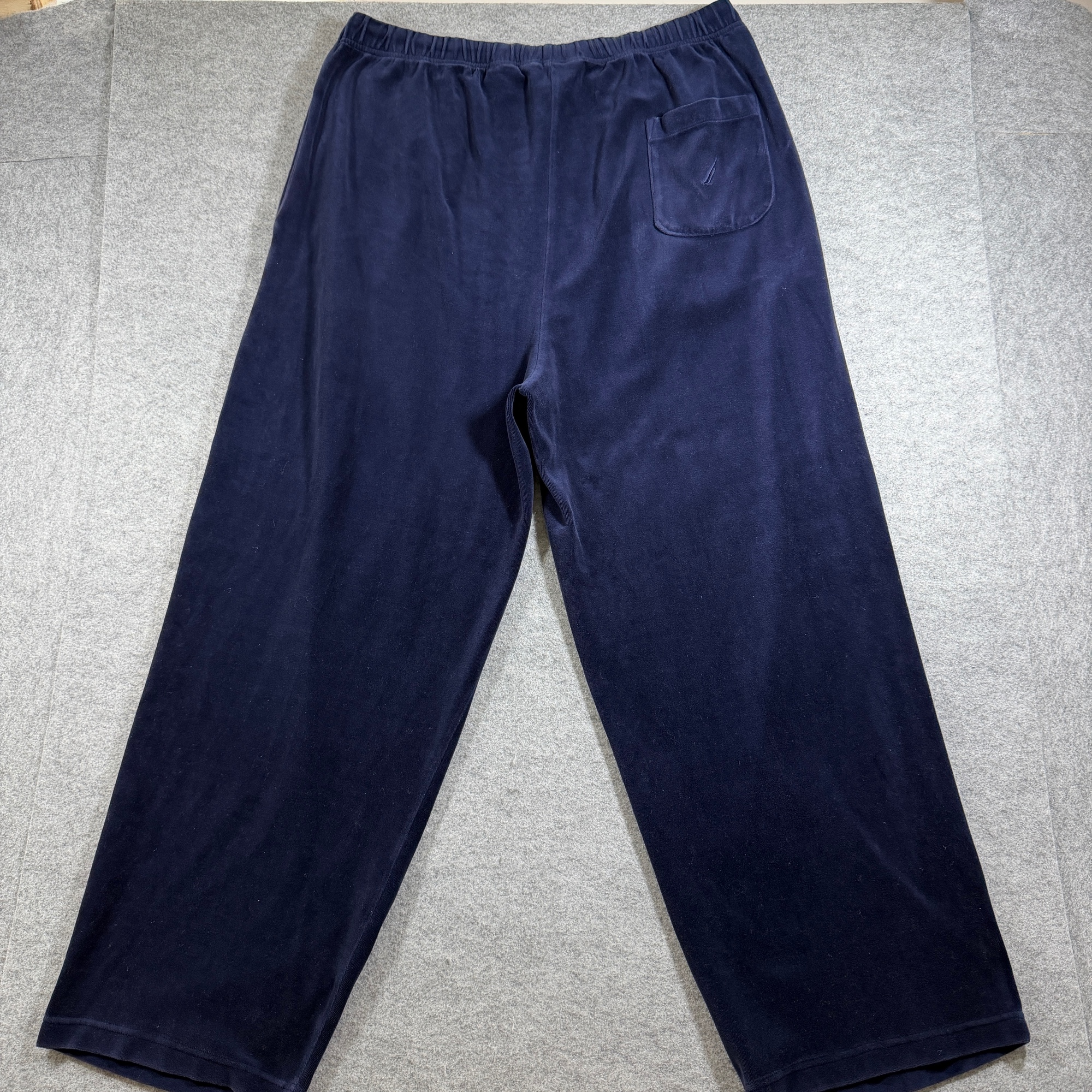 Vintage 90s Y2K Nautica Velour Pants Men L Navy Elastic Waist Relaxed Fit Lounge thumbnail 2