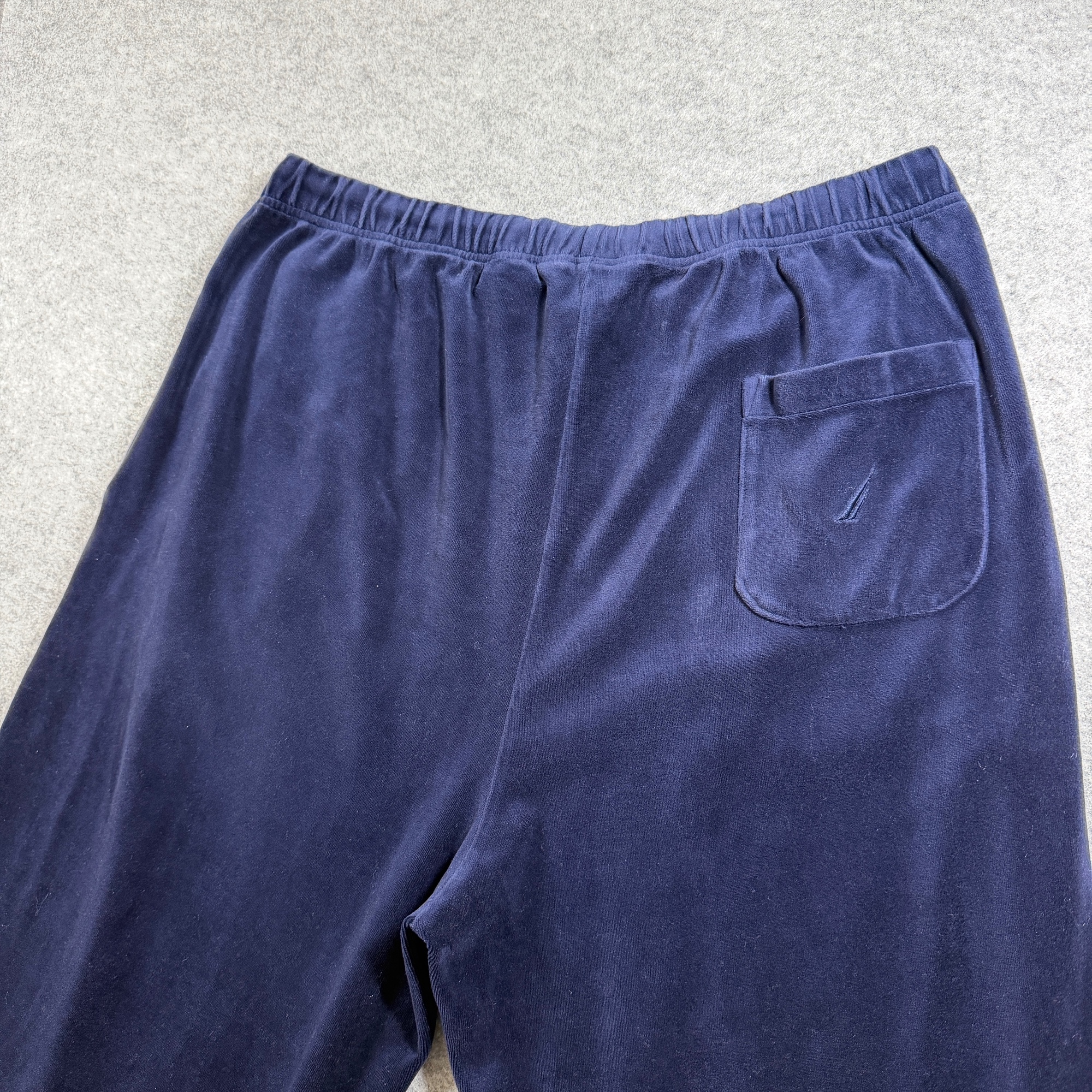 Vintage 90s Y2K Nautica Velour Pants Men L Navy Elastic Waist Relaxed Fit Lounge thumbnail 5