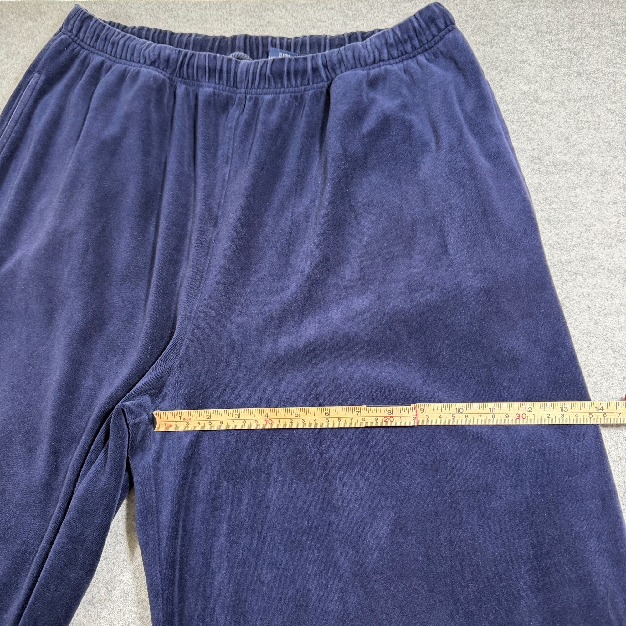 Vintage 90s Y2K Nautica Velour Pants Men L Navy Elastic Waist Relaxed Fit Lounge thumbnail 8