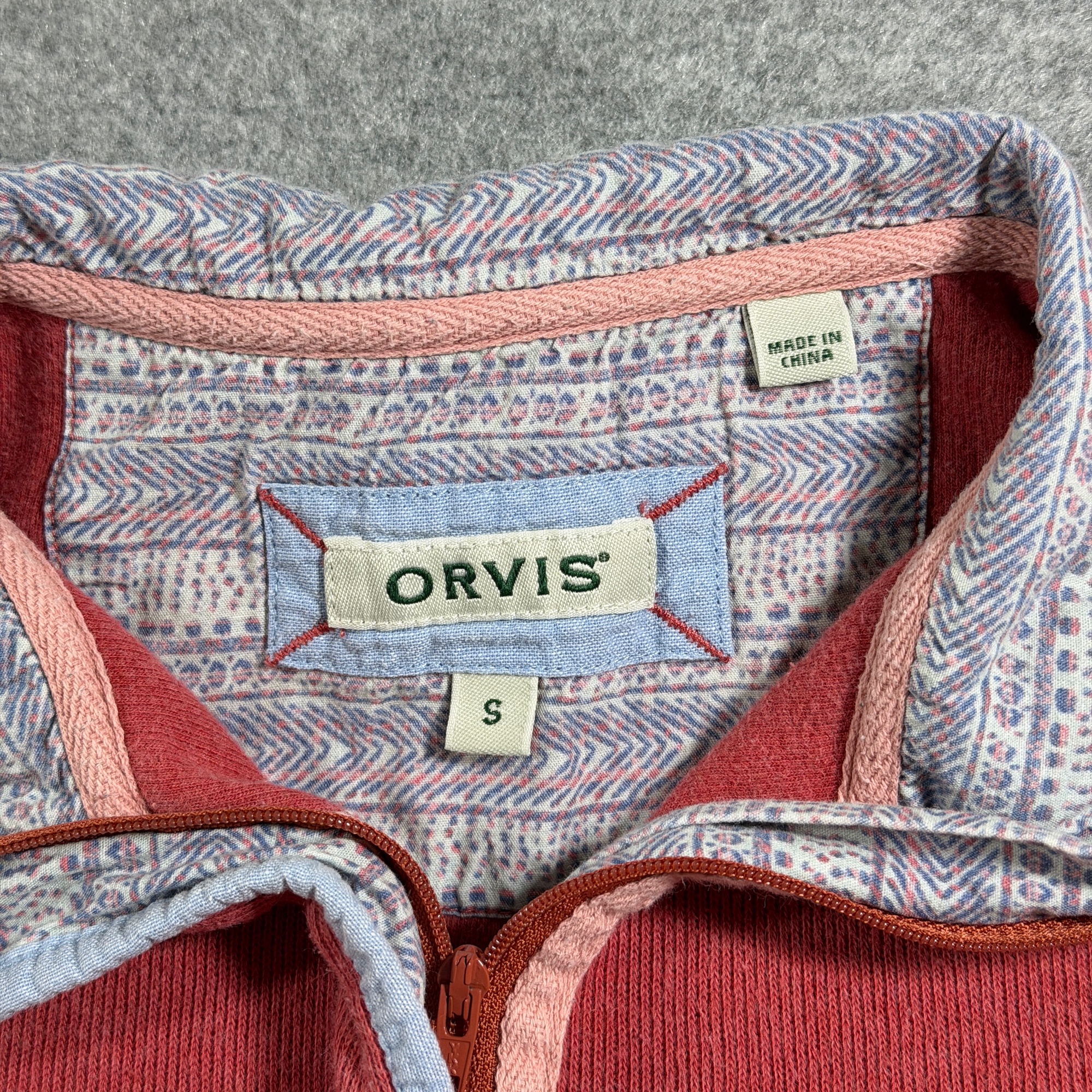 Orvis 1/4 Zip Sweater Womens S Coral Red Ribbed Knit Pullover Outdoor Preppy thumbnail 3
