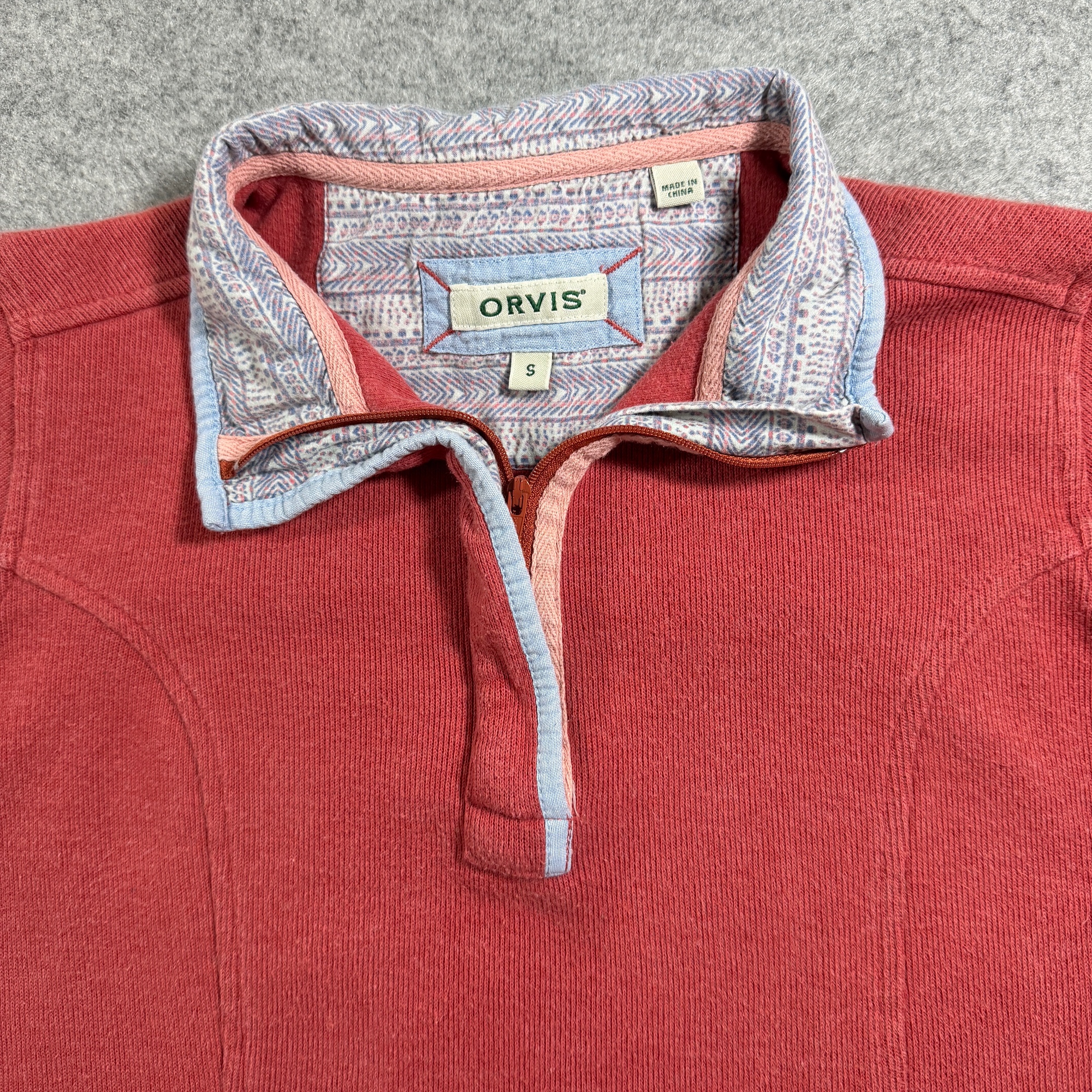 Orvis 1/4 Zip Sweater Womens S Coral Red Ribbed Knit Pullover Outdoor Preppy thumbnail 5