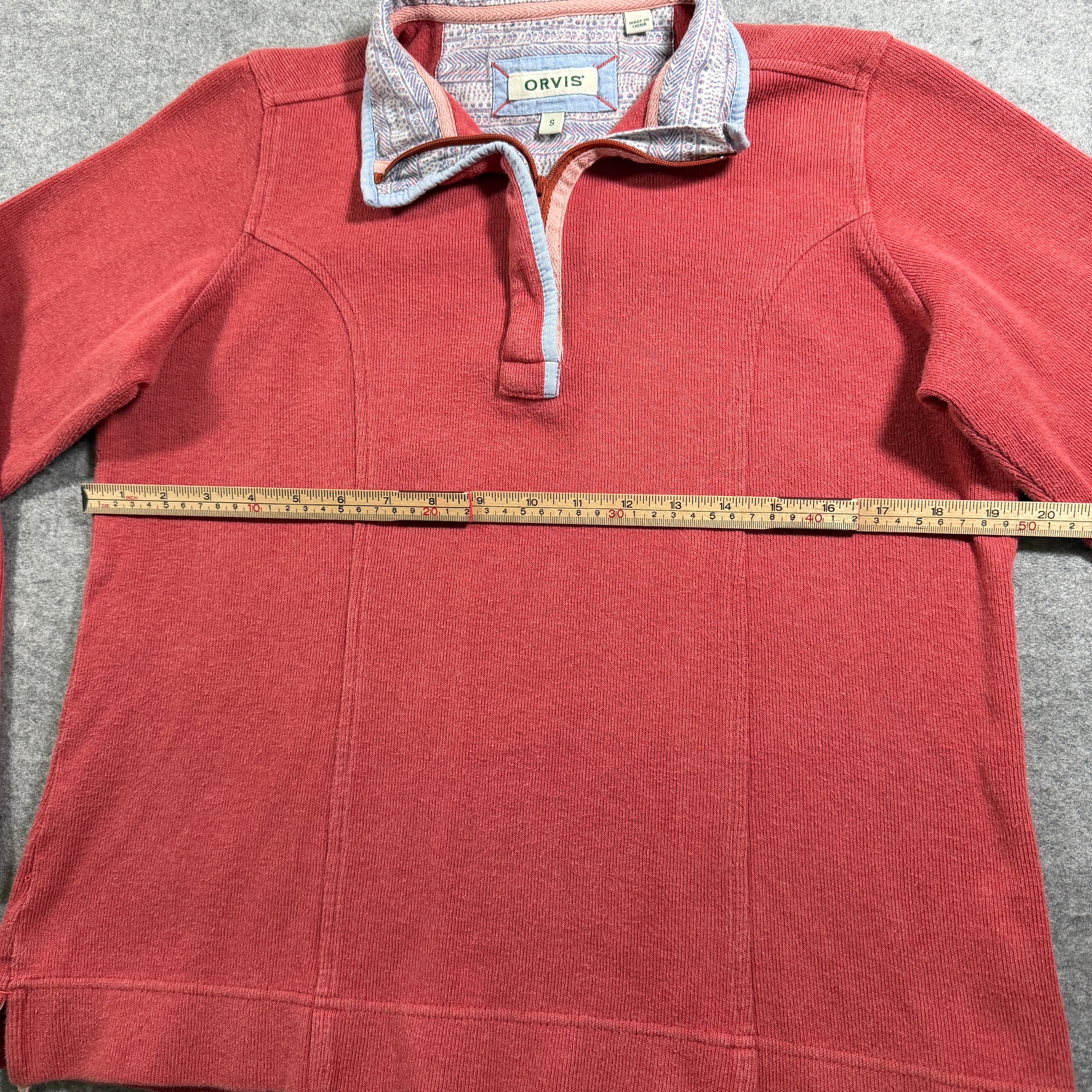 Orvis 1/4 Zip Sweater Womens S Coral Red Ribbed Knit Pullover Outdoor Preppy thumbnail 6