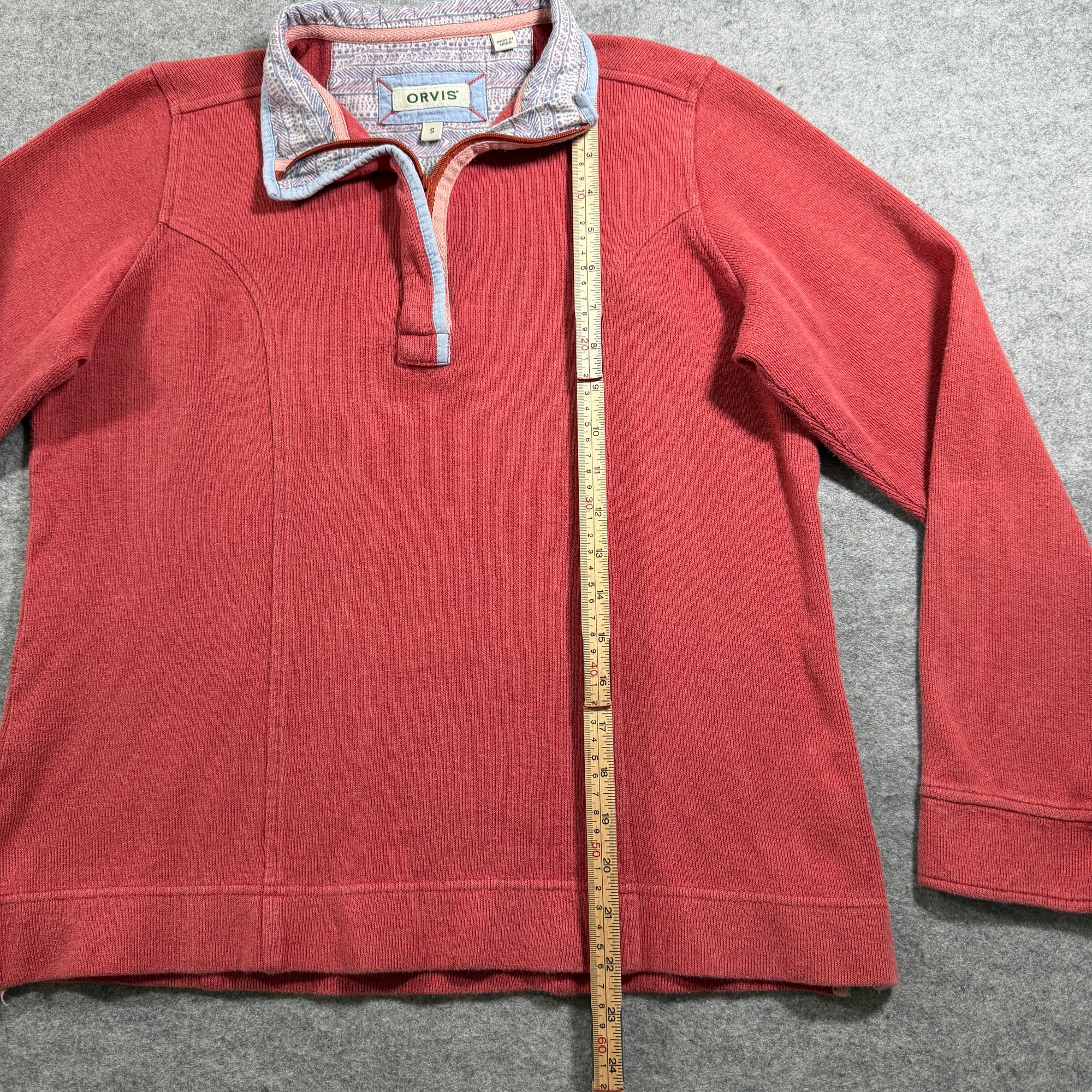 Orvis 1/4 Zip Sweater Womens S Coral Red Ribbed Knit Pullover Outdoor Preppy thumbnail 7