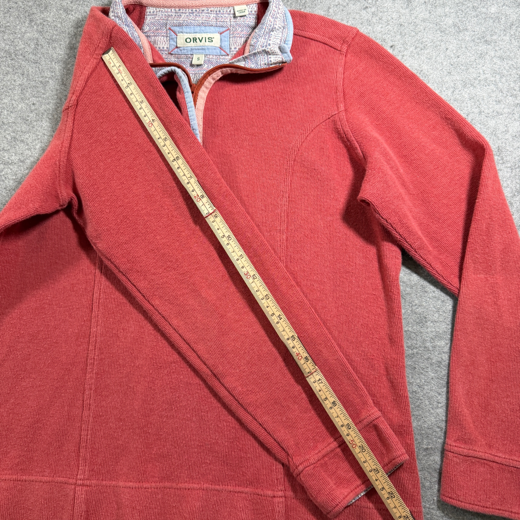 Orvis 1/4 Zip Sweater Womens S Coral Red Ribbed Knit Pullover Outdoor Preppy thumbnail 8