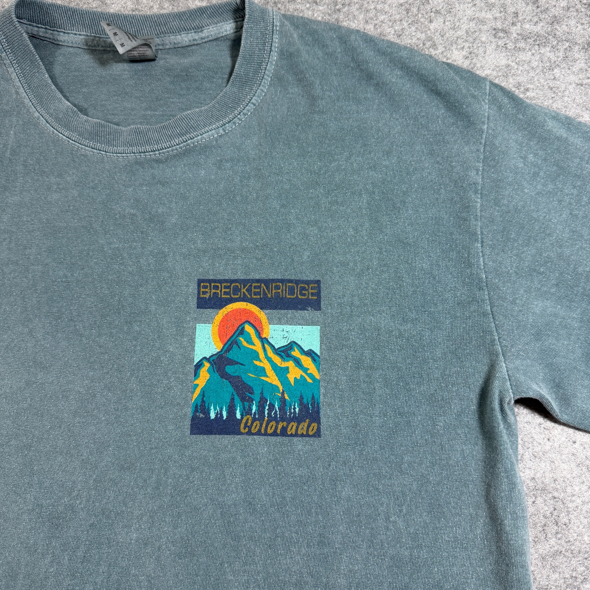 Breckenridge Colorado Long Sleeve T Shirt Mens M Teal Acid Wash Souvenir Cotton thumbnail 3