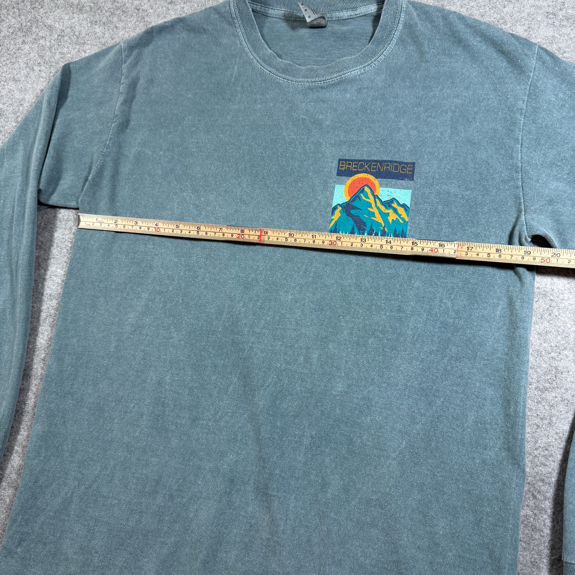 Breckenridge Colorado Long Sleeve T Shirt Mens M Teal Acid Wash Souvenir Cotton thumbnail 5