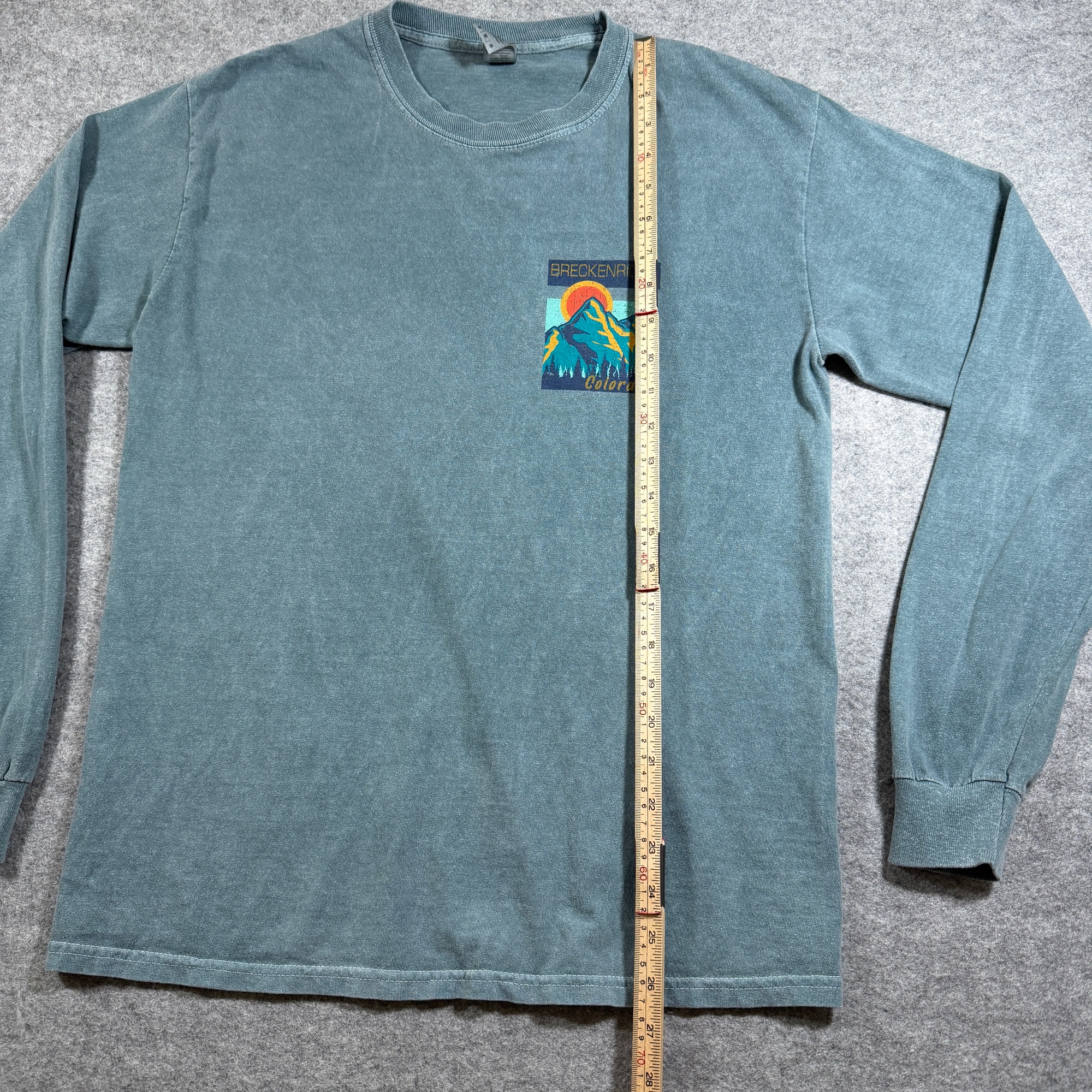 Breckenridge Colorado Long Sleeve T Shirt Mens M Teal Acid Wash Souvenir Cotton thumbnail 6