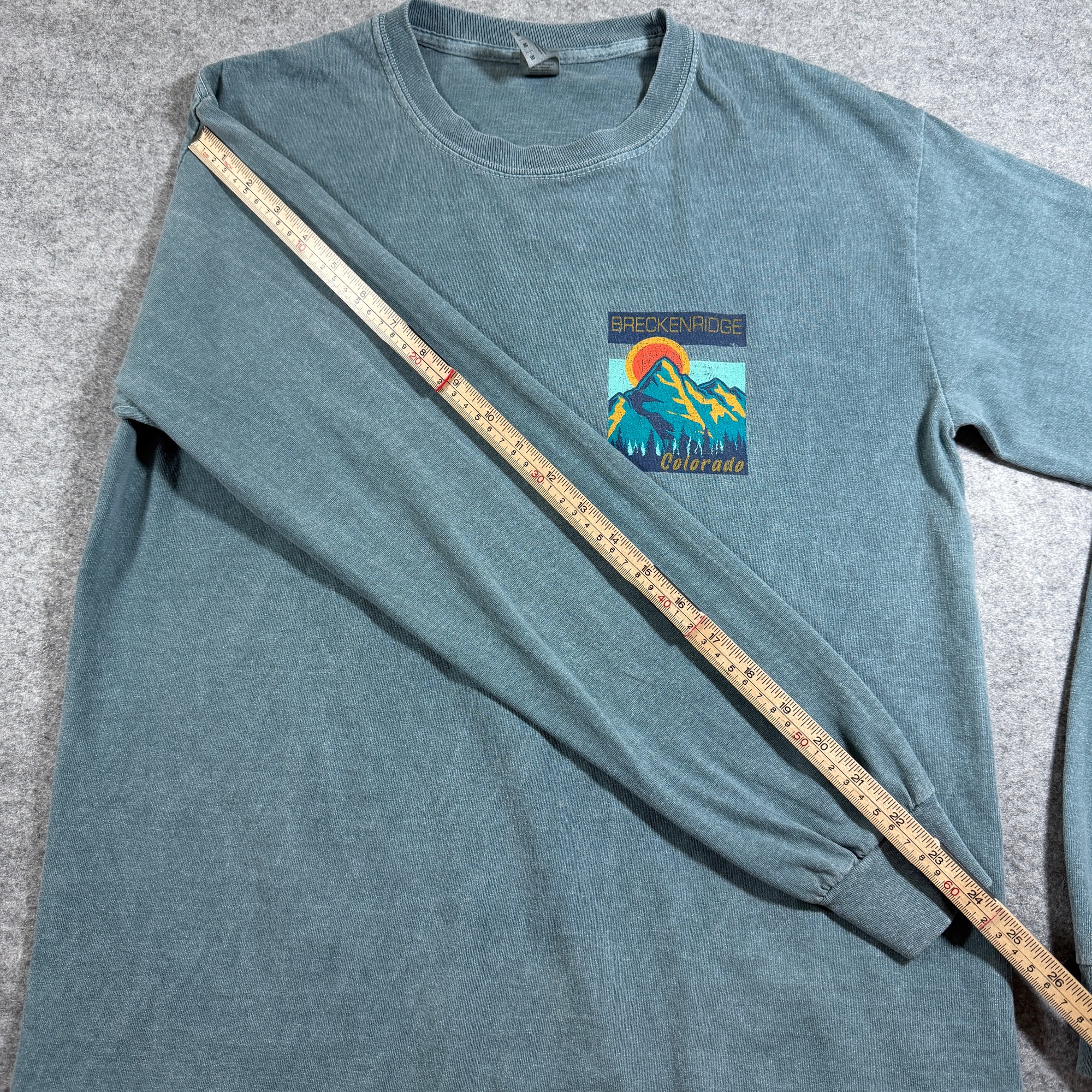 Breckenridge Colorado Long Sleeve T Shirt Mens M Teal Acid Wash Souvenir Cotton thumbnail 8