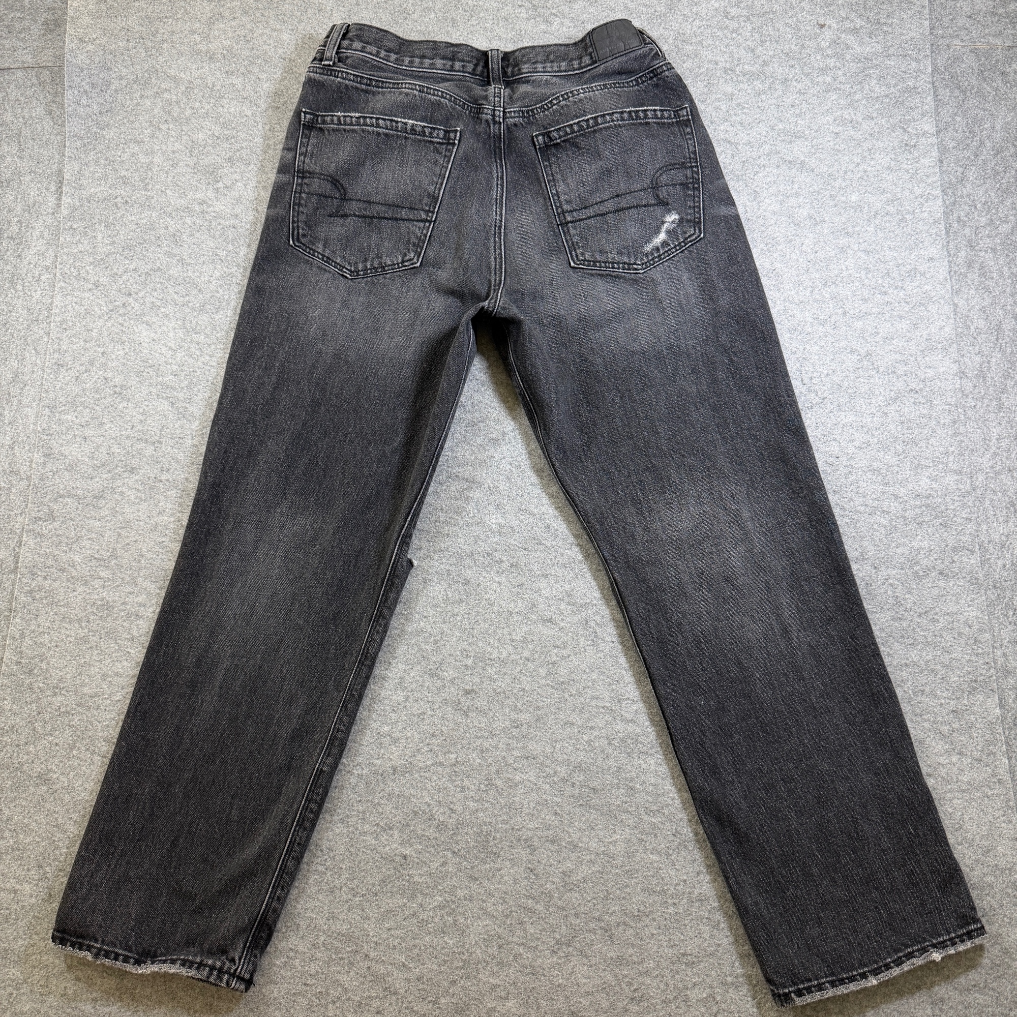 American Eagle 90s Boyfriend Jeans Womens 6 Black Faded Distressed Frayed Ripped thumbnail 2