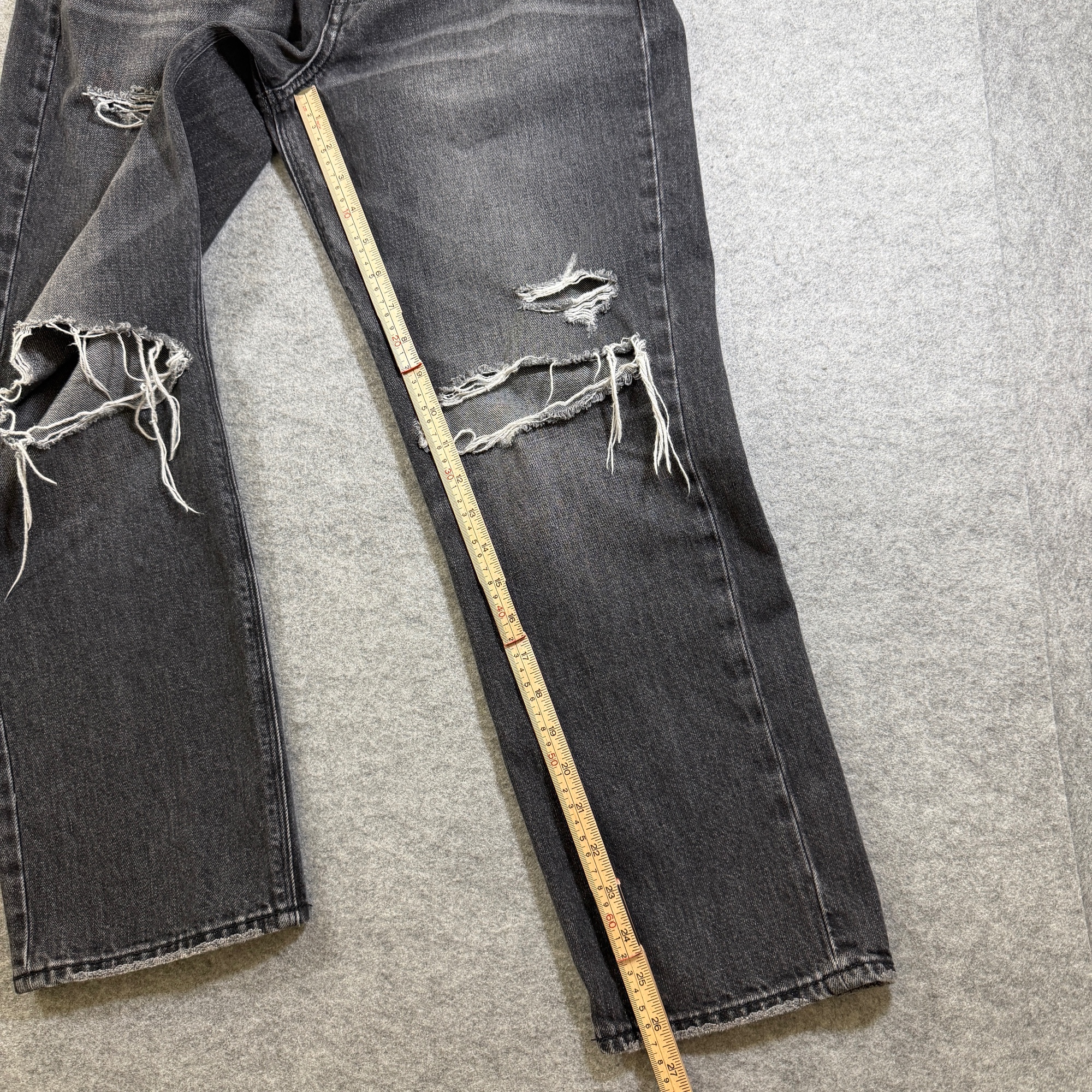 American Eagle 90s Boyfriend Jeans Womens 6 Black Faded Distressed Frayed Ripped thumbnail 7
